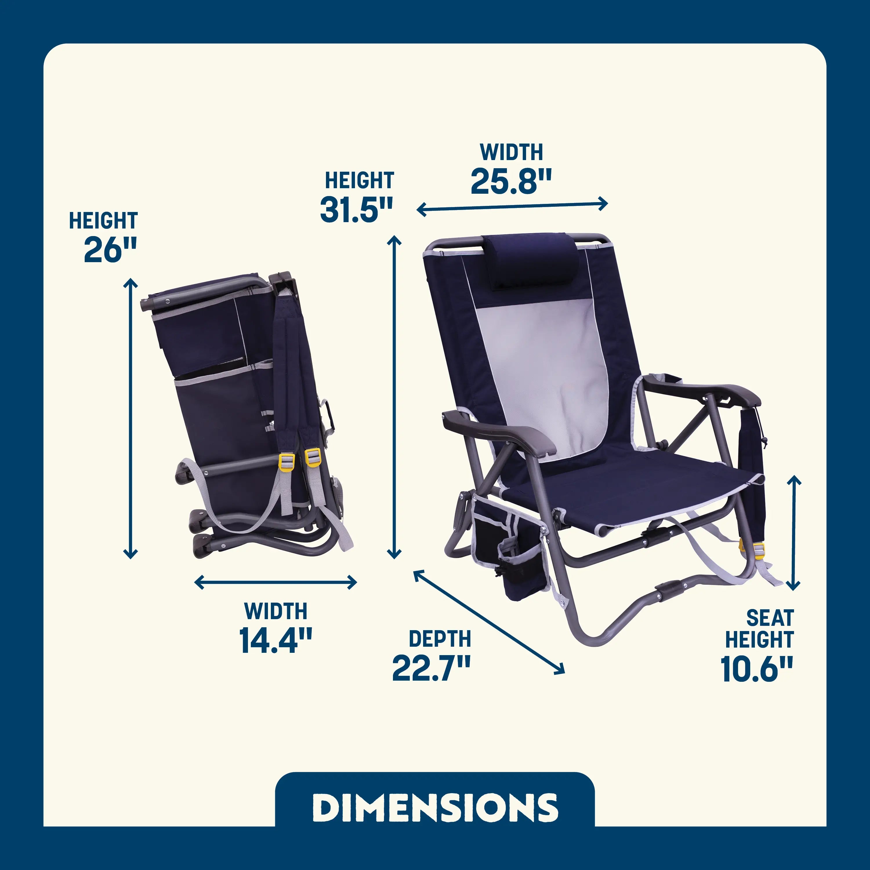 Space-Saving Pico Bi-Fold Slim Event Chair - Choice 334 - Ultra-Lightweight Telescoping PackSeat Travel Stool Detail
