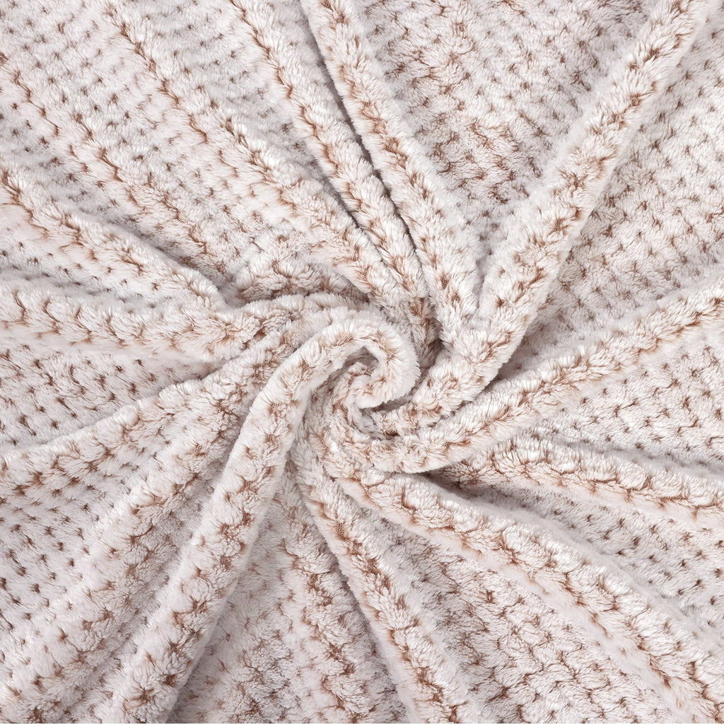 Reversible Sherpa Waffle Textured Mixed Camel Fleece Blanket, Super Soft and Warm 50"x70" Throw Blanket for Couch, Cozy, Fuzzy and Ligh... - Luxury Knitted Decorative Throw Blanket with Fringes Detail