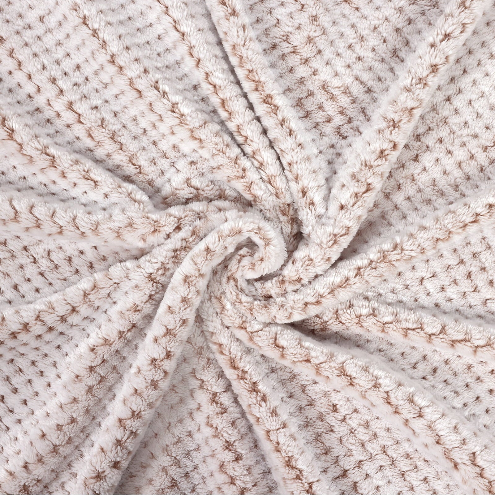 Reversible Sherpa Waffle Textured Mixed Camel Fleece Blanket, Super Soft and Warm 50"x70" Throw Blanket for Couch, Cozy, Fuzzy and Ligh... - Luxury Knitted Decorative Throw Blanket with Fringes Detail