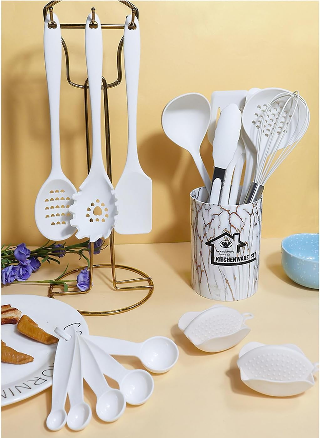 Durable Steel Silicone Cooking Utensils Set - 446°F Heat Resistant Kitchen Utensils,Turner Tongs,Spatula,Spoon,Brush,Whisk,Kitchen ... - Heavy Duty Stainless Steel Kitchen Shears Detail
