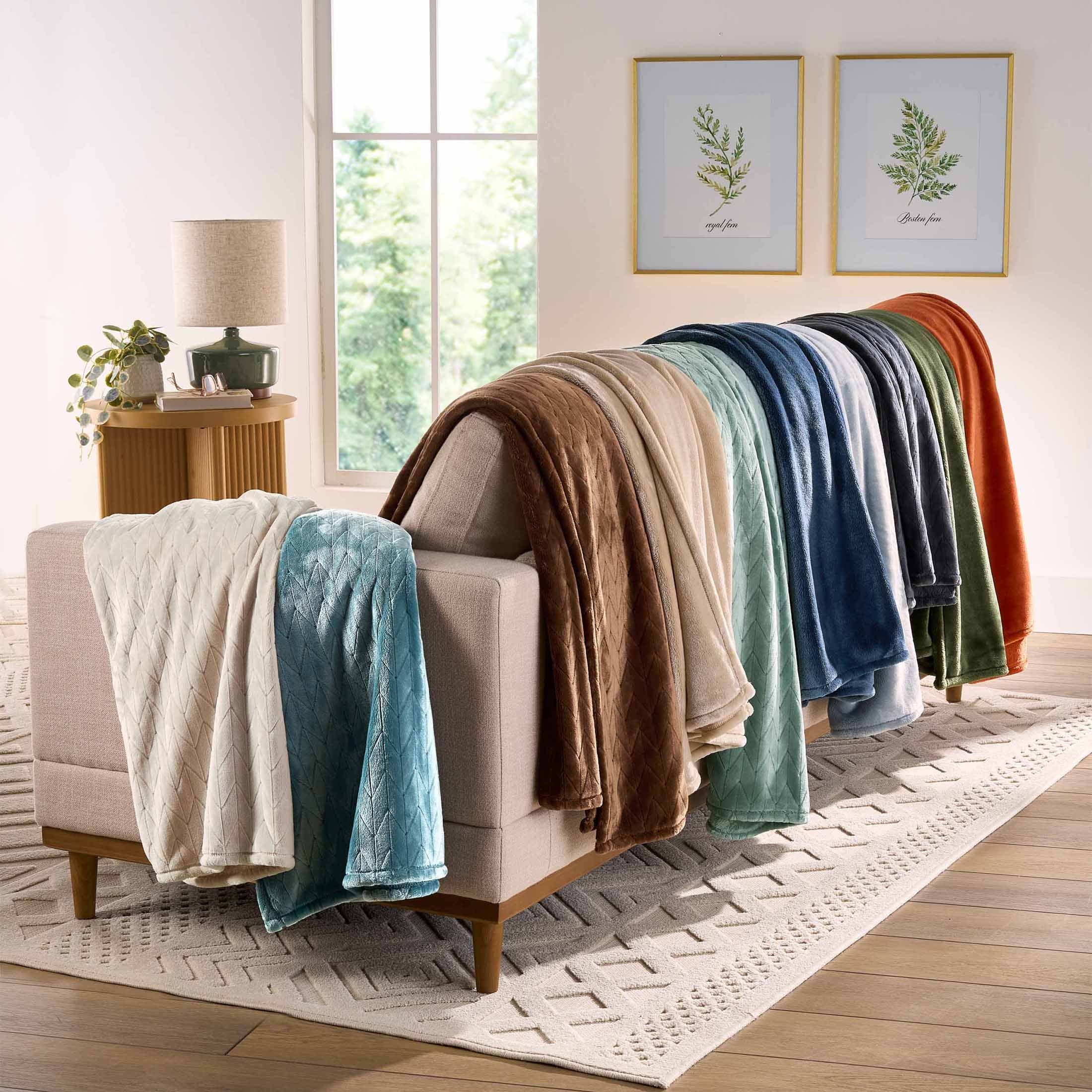 Super Soft Flannel Textured Velvet Plush Soft Fleece Throw Blanket, Oversized, Greystone - Lightweight Plush Warm Blanket for All Seasons Detail