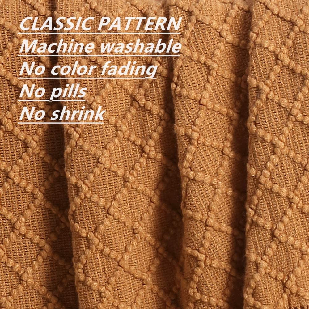 Lightweight Warm Home Decor Rustic Couch Sofa Chair Bed Throw Blanket, Soft Warm Light Weight in Spring Summer (50''X60'' Brown) - Luxury Knitted Decorative Throw Blanket with Fringes Detail