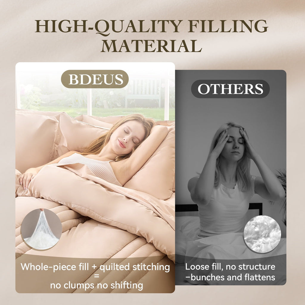 Luxurious Quilted Twin Comforter Set 4 Pieces,Comforter Set,Bed in a Bag, Bedding Set with Comforter,Fitted Sheet,Flat Sheet,Pillowcase... - All-Season Down Alternative Comforter Insert Detail