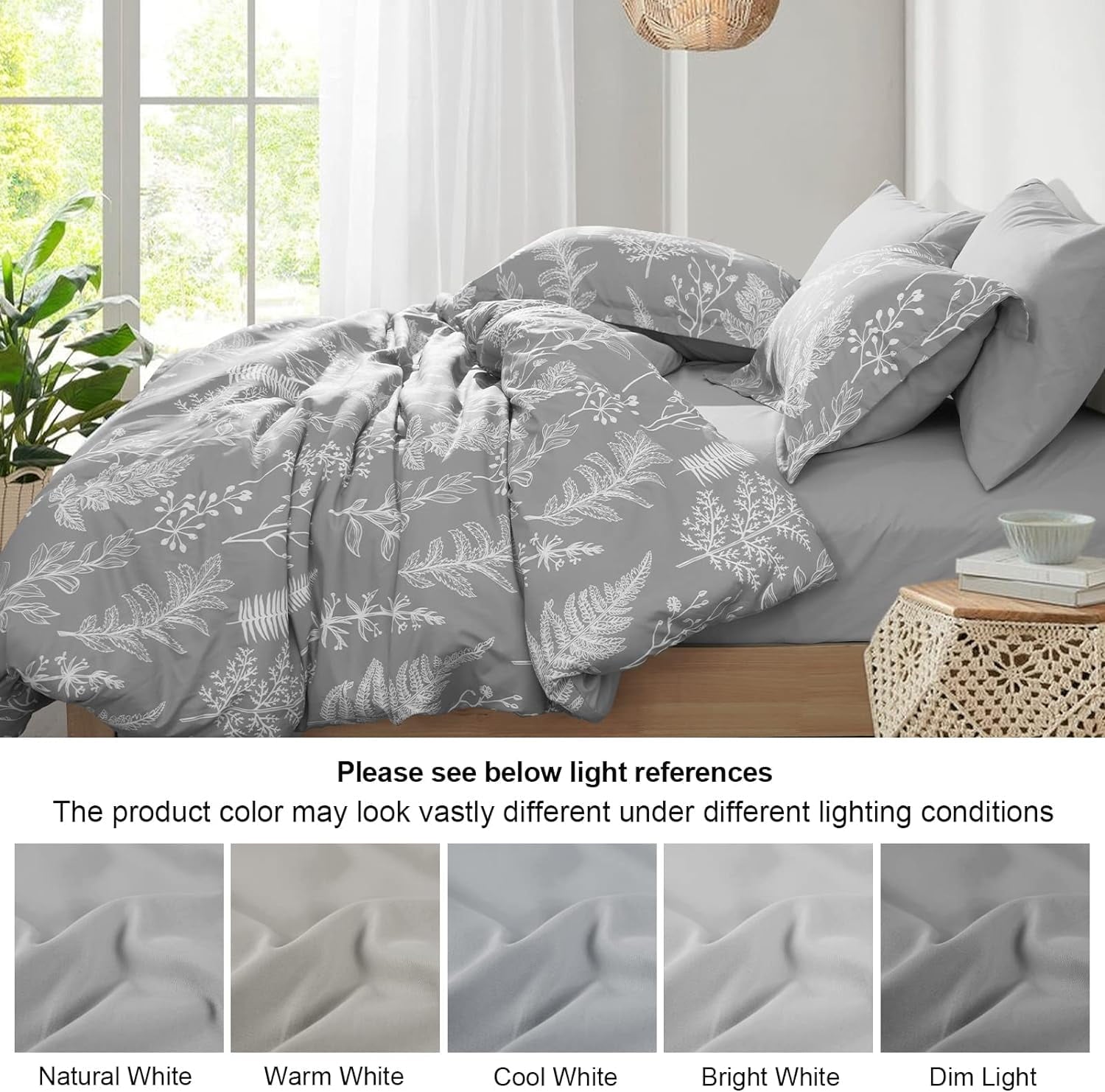 Heavyweight Warmth 7 Pieces Printed King Comforter Set, Lightweight Reversible Botanical Bedding Set Include Comforter, Pillow Shams, Fl... - Hypoallergenic Ultra-Fluffy Quilt for Winter Detail