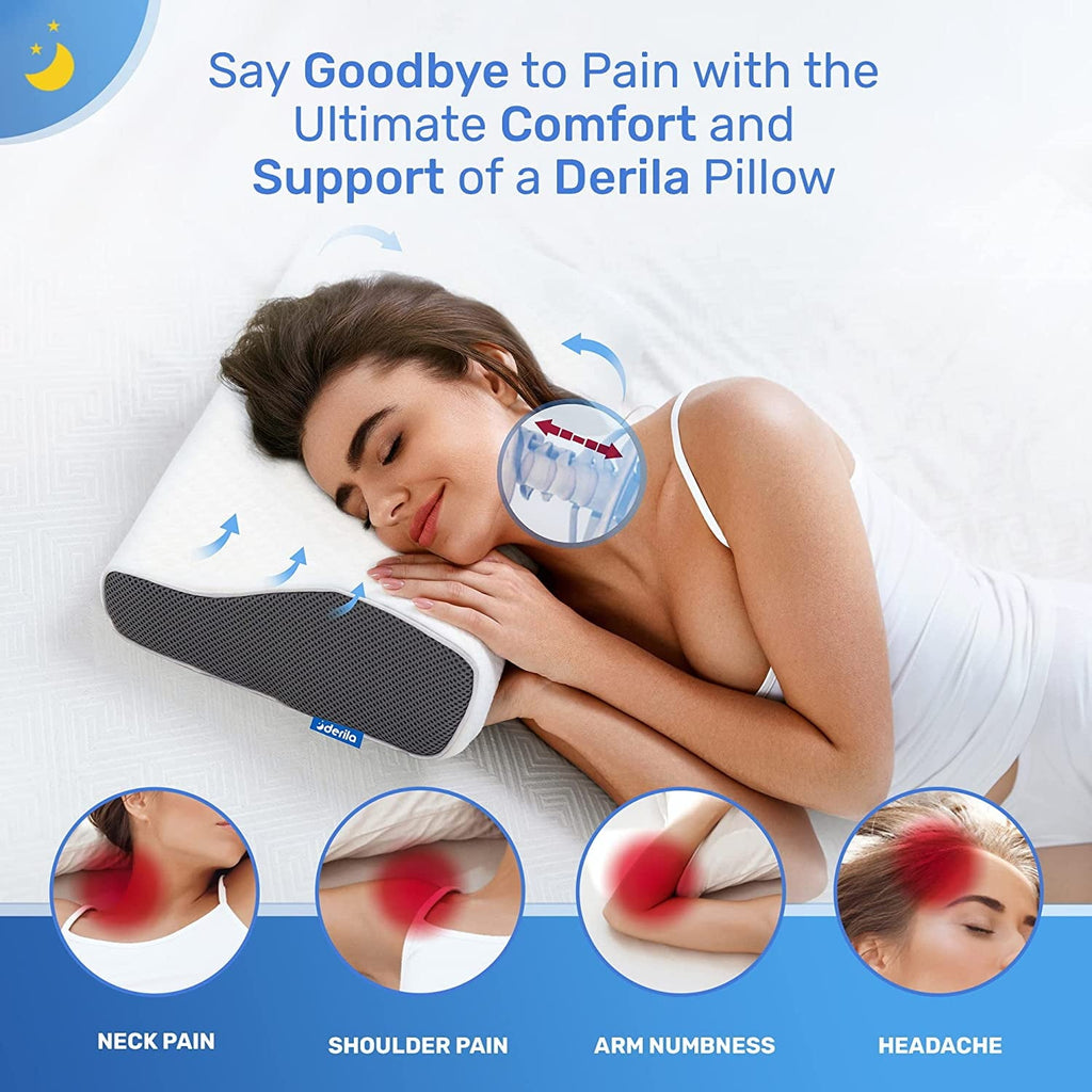 Orthopedic Support | Cervical Memory Foam Bed Pillow Standard | Neck, Shoulder Pain Relief | Improves Sleeping - Decorative Throw Pillow Cushion for Sofa & Bed Detail