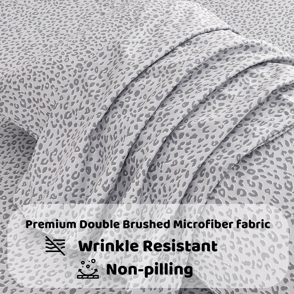Wrinkle-Resistant Floral King Sheets, Soft Breathable Microfiber Printed Bed Sheet Set, Deep Pocket Non-Slip Fitted Sheet Included - Breathable Egyptian Cotton Flat & Fitted Sheets Detail