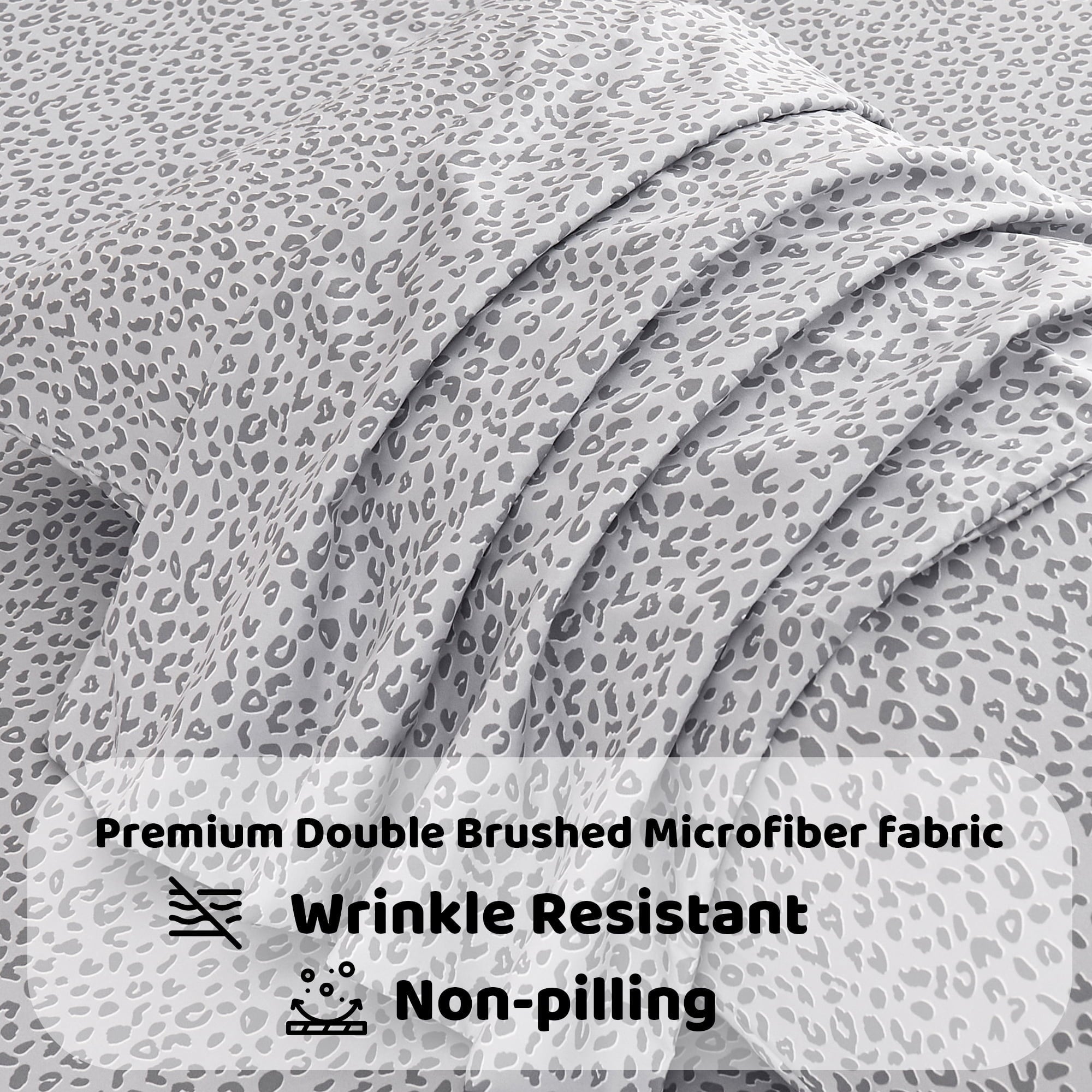 Wrinkle-Resistant Floral King Sheets, Soft Breathable Microfiber Printed Bed Sheet Set, Deep Pocket Non-Slip Fitted Sheet Included - Breathable Egyptian Cotton Flat & Fitted Sheets Detail