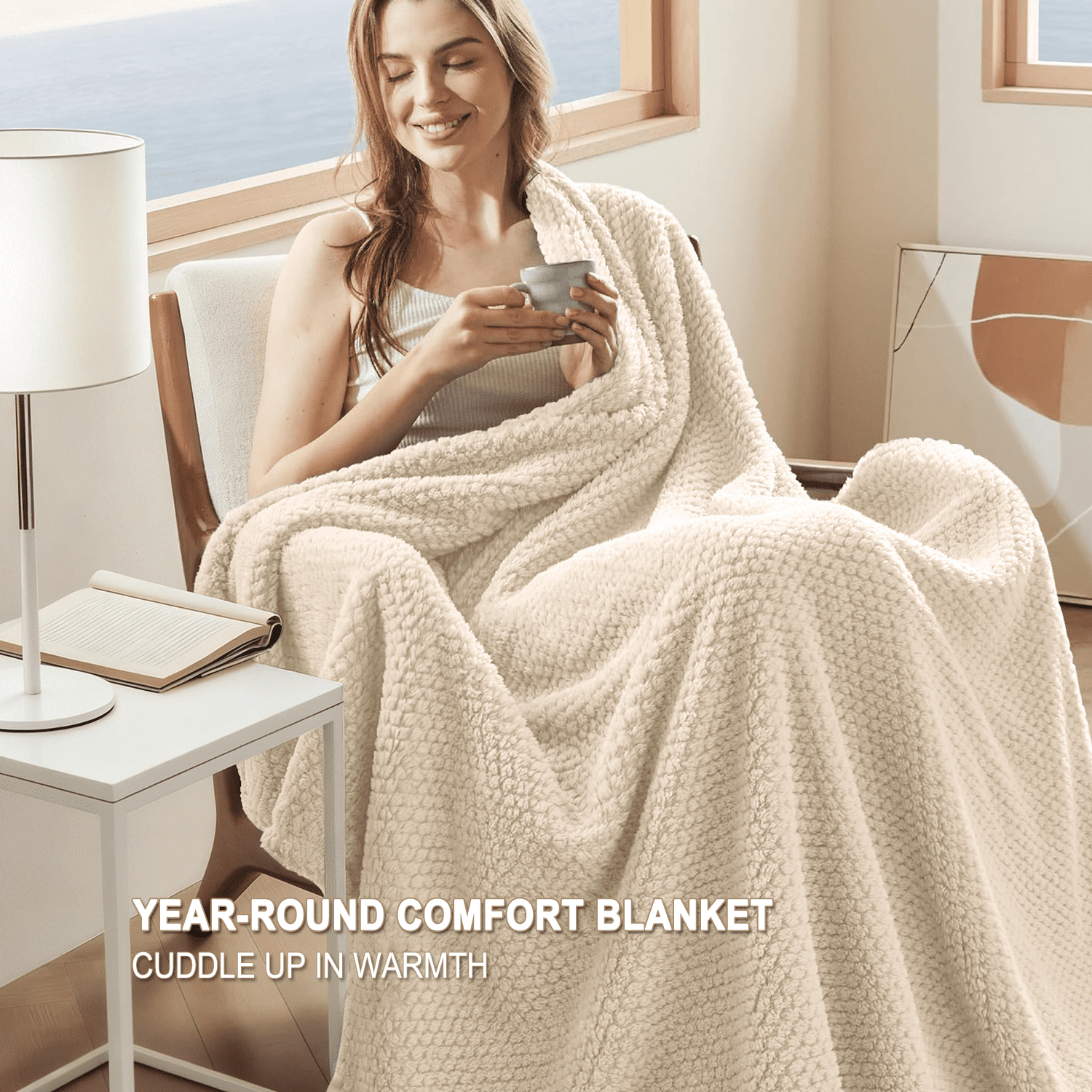 Lightweight Warm Ultra Soft Throw Blanket, Warm Cozy Blankets for Couch Bed Chair, Breathable and Lightweight Blankets for All Seasons... - Cozy Fleece Throw Blanket for Couch & Bed Detail