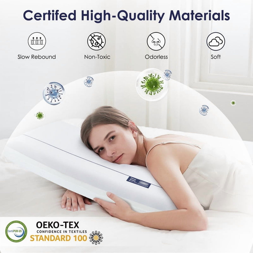 Ergonomic Memory Foam Cooling Memory Foam Bed Pillow for Neck Pain Relief, Two-Sided Cooling Pillow for Back, Stomach and Side Sleepers, Tw... - Ergonomic Memory Foam Pillow for Neck Pain Support Detail