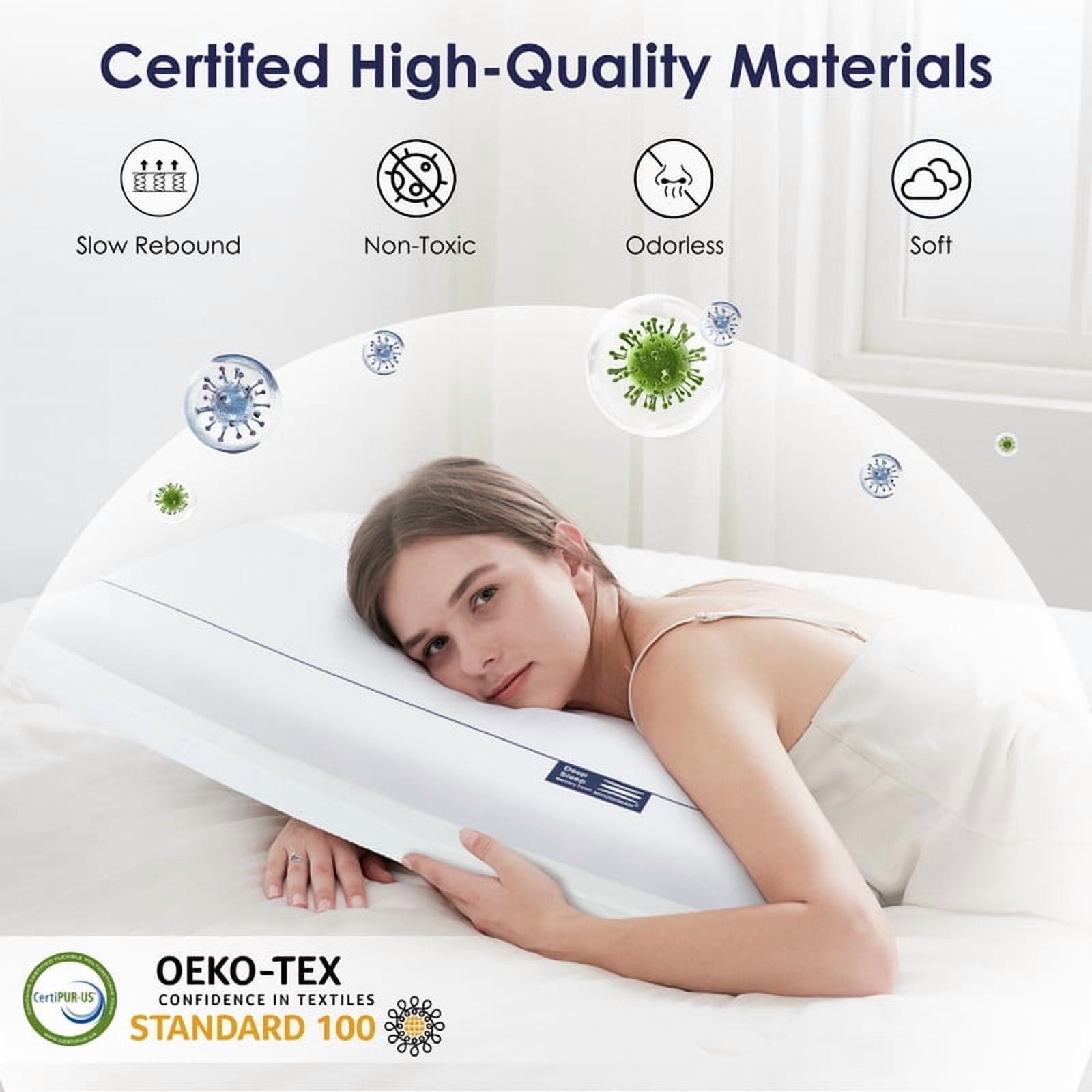 Ergonomic Memory Foam Cooling Memory Foam Bed Pillow for Neck Pain Relief, Two-Sided Cooling Pillow for Back, Stomach and Side Sleepers, Tw... - Ergonomic Memory Foam Pillow for Neck Pain Support Detail