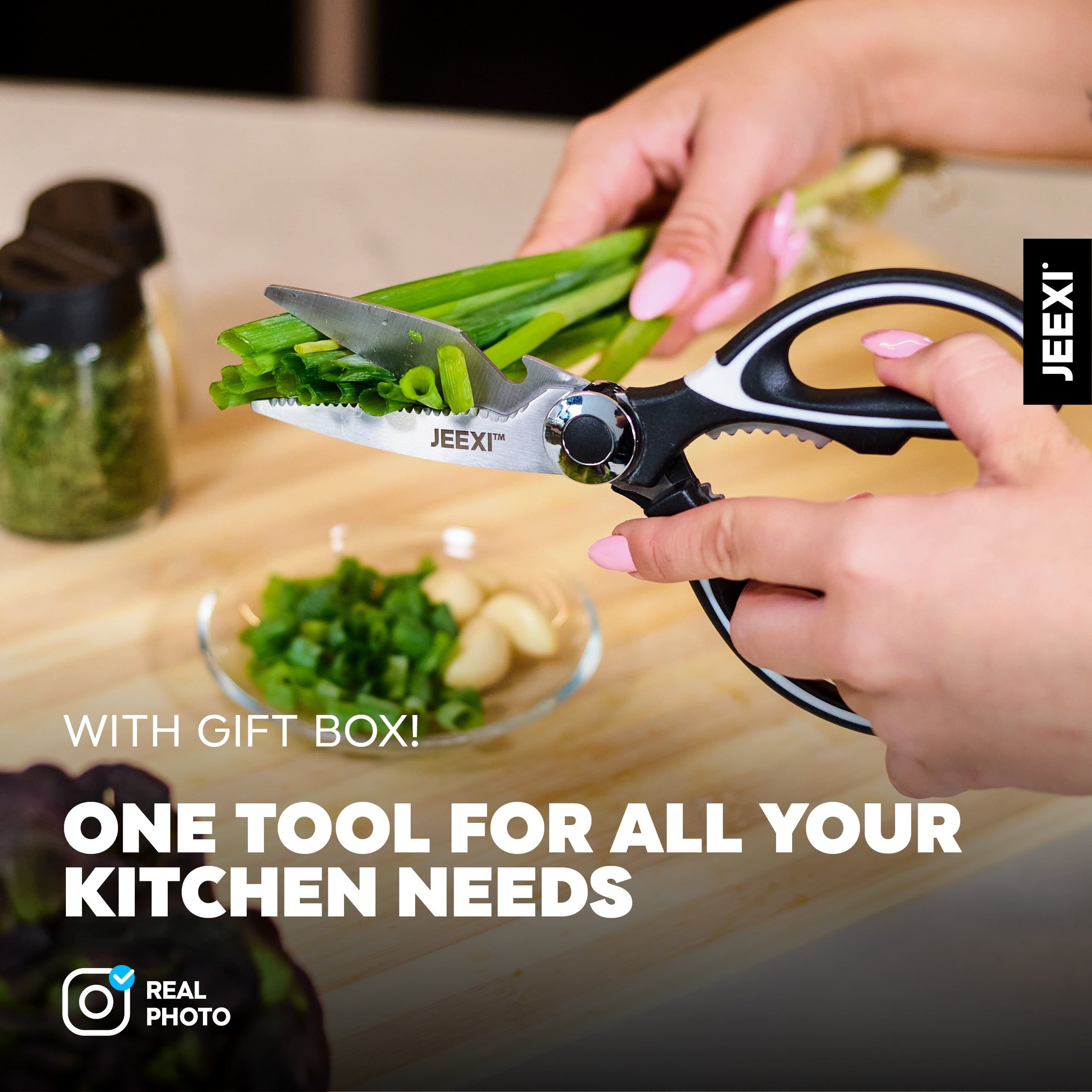 Multi-Functional 3 Pack Kitchen Scissors, Ultra-Sharp Premium Stainless Steel Heavy Duty Kitchen Shears & Multi Purpose Poultry Shears... - Innovative Kitchen Helper for Modern Cooking Detail