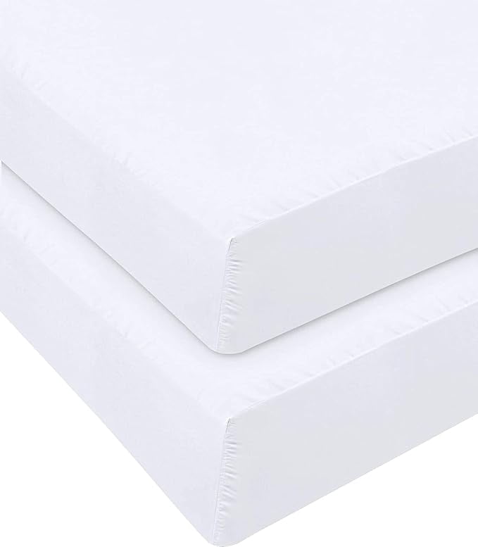 Premium Egyptian Cotton Jersey Knit Microfiber 2 Twin XL Fitted Bottom Bed Sheets (2-Pack) 1800 Ultra Soft - Hypoallergenic - 15" Deep Pocket... - Luxury Bed Sheet Set with Deep Pockets Detail