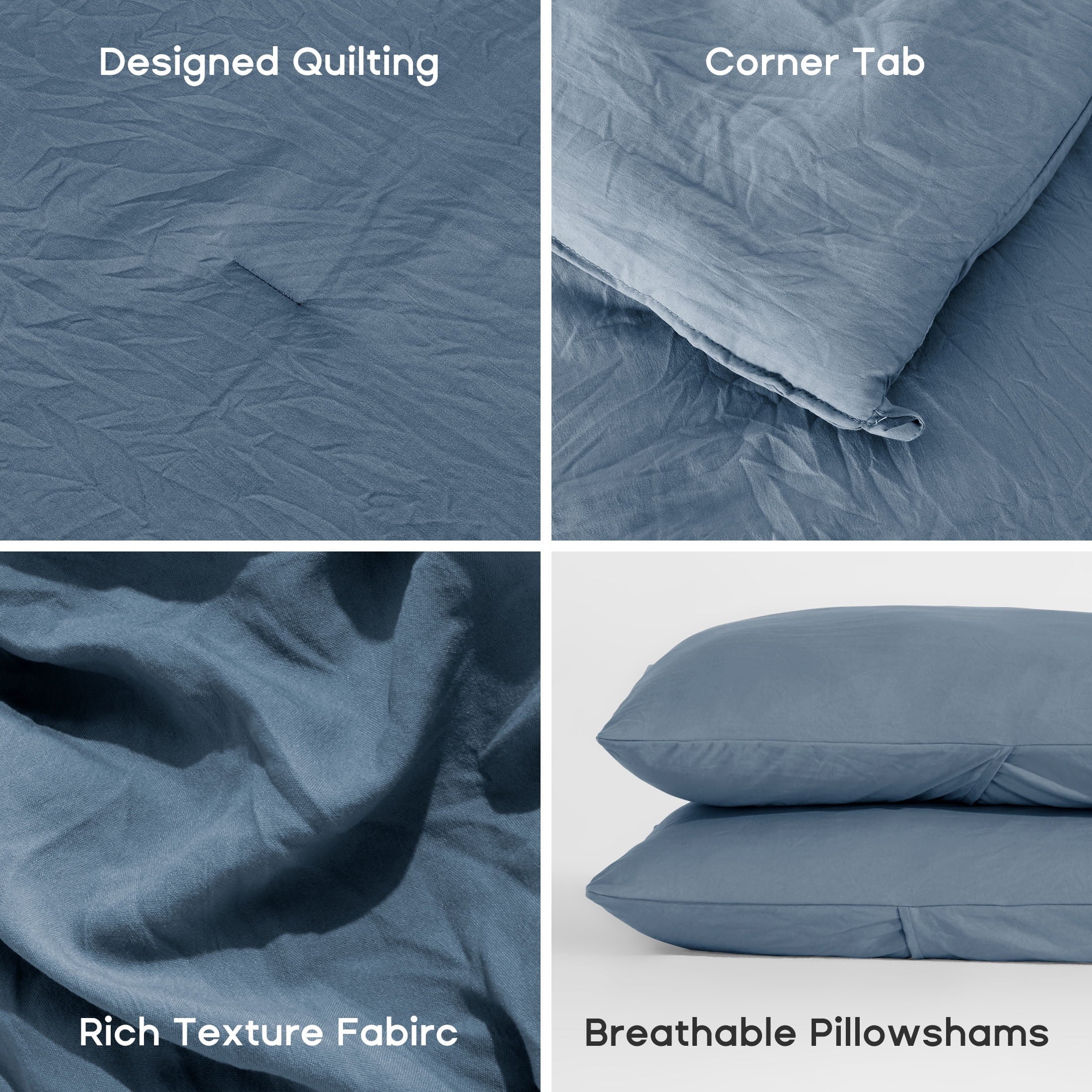 Hypoallergenic Cloud Washed Comforter Sets Queen 3 Piece, Soft and Cozy, Fluffy Microfiber Fill, Washed Textured Wrinkled Design (Flint St... - Cloud-Like Soft Lightweight Bed Comforter Detail