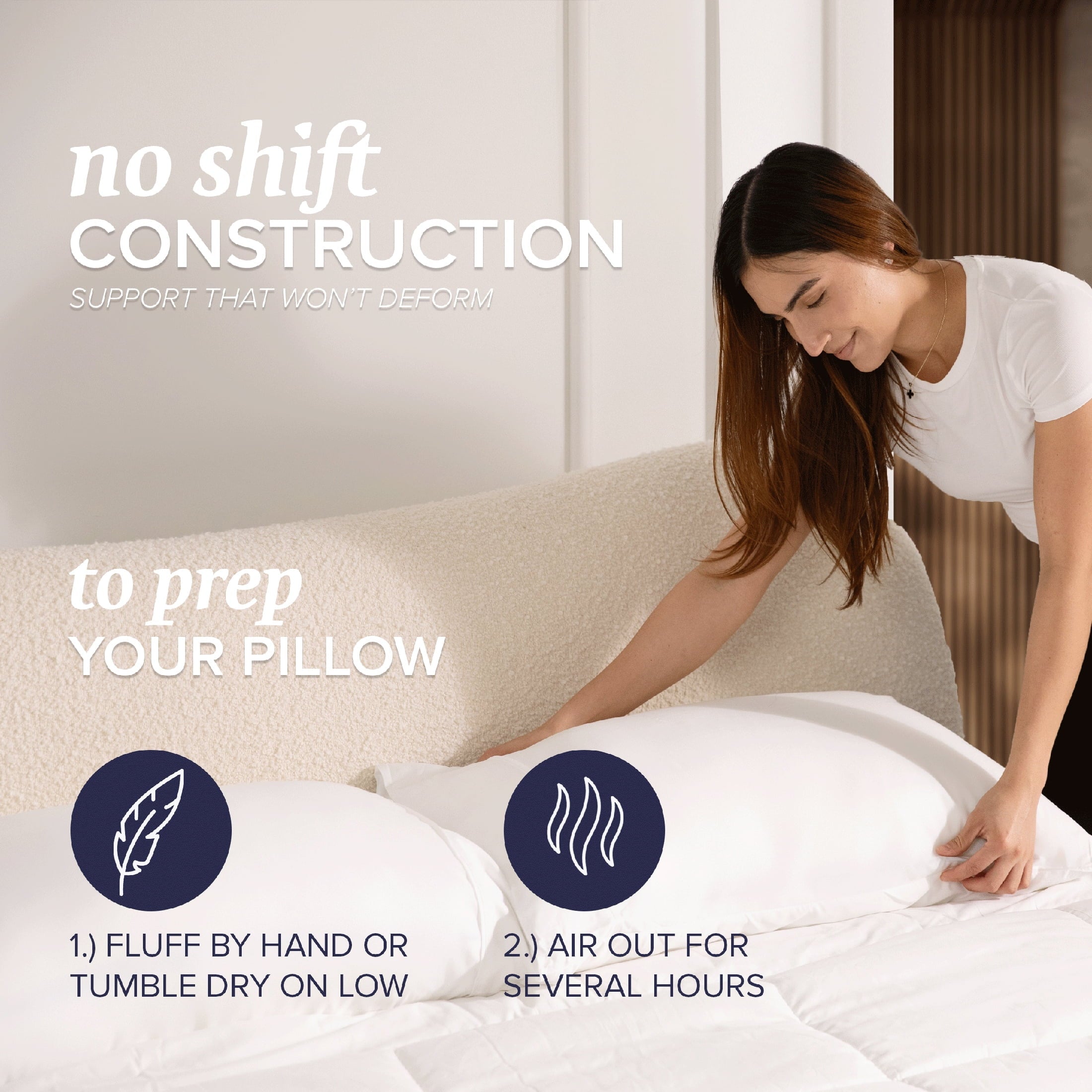 Hotel Collection Customizable Down Alternative Queen Pillow 1 Pack, Adult - Ergonomic Memory Foam Pillow for Neck Pain Support Detail