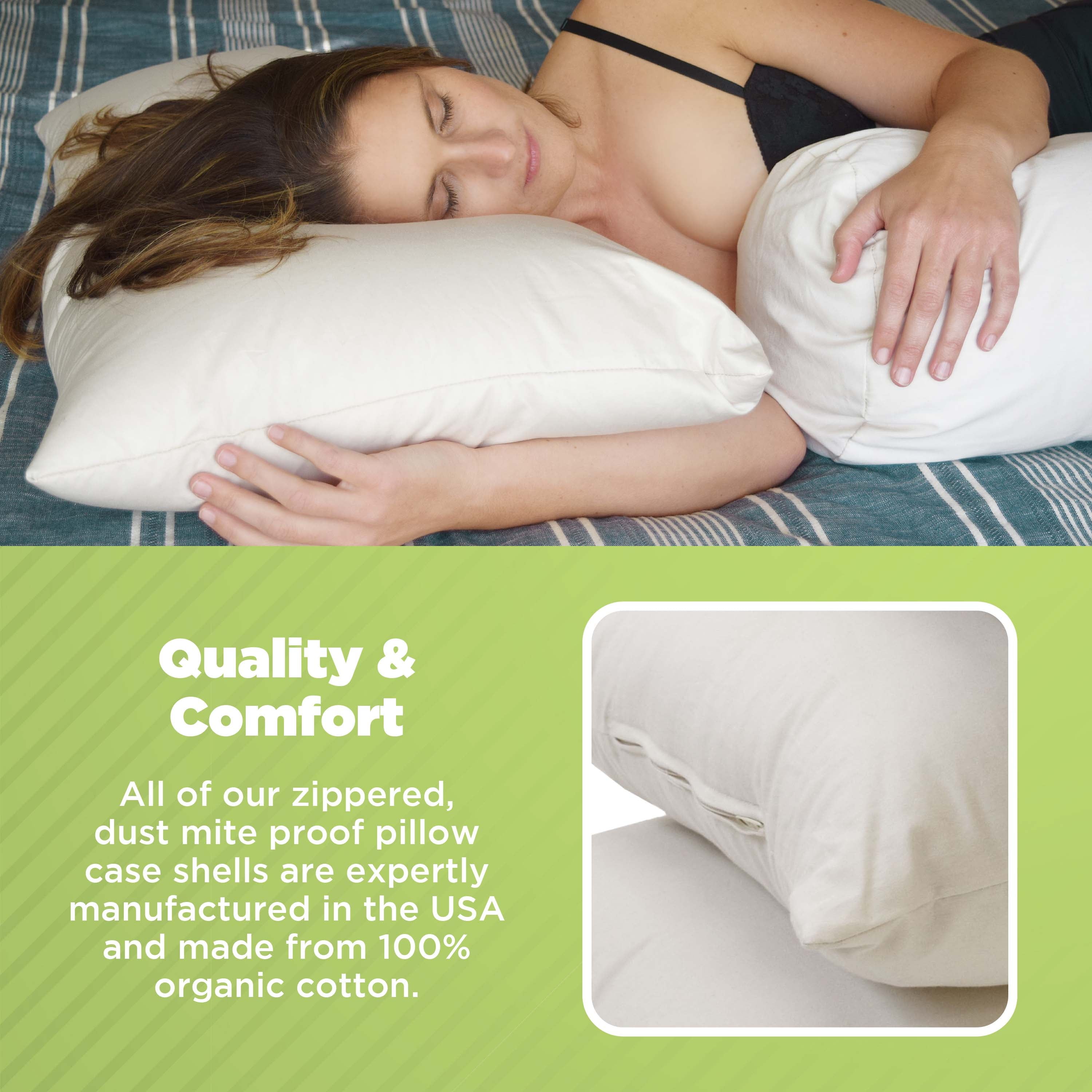 Fluffy Shredded Kapok 20x26" Standard Bed Pillow – Organic Cotton Fabric Soft Sleeping Pillow - Made in USA - Ergonomic Memory Foam Pillow for Neck Pain Support Detail