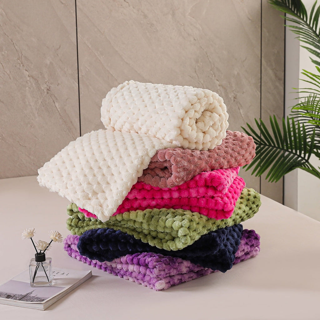 Reversible Sherpa Large Soft Fleece Throw Blanket, 50"x70" Stylish Jacquard Throw Blanket for Couch, Cozy, Warm, Lightweight Dusty Pink... - Luxury Knitted Decorative Throw Blanket with Fringes Detail