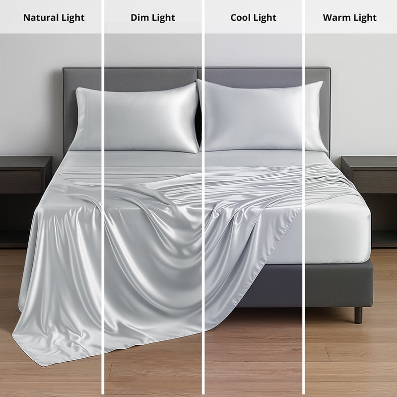 Premium Egyptian Cotton Lux Decor Luxury Satin Sheets King Size - 4 Piece Cooling Bed Sheet Set, Silky Soft & Smooth, Deep Pockets up to 15",... - Cooling Hotel Quality Bedding Sheets and Pillowcases Detail