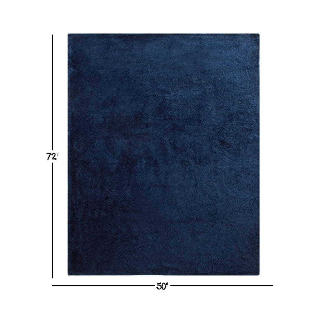 Reversible Sherpa Soft, Navy Blue, Oversized, Fuzzy, Throw Blanket for Kids, 72 x 50 inches - Lightweight Plush Warm Blanket for All Seasons Detail
