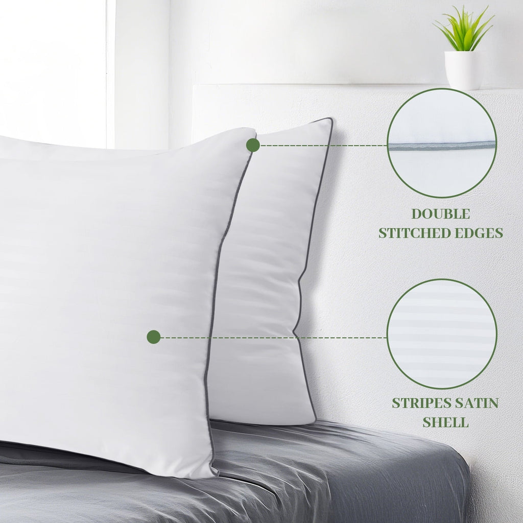 Ergonomic Memory Foam Pillows Standard Size Set of 2, Hotel Quality, Down Alternative Gusseted Bed Pillows for Side, Back, And Stomach Slee... - Hotel Quality Plush Sleeping Pillows Detail