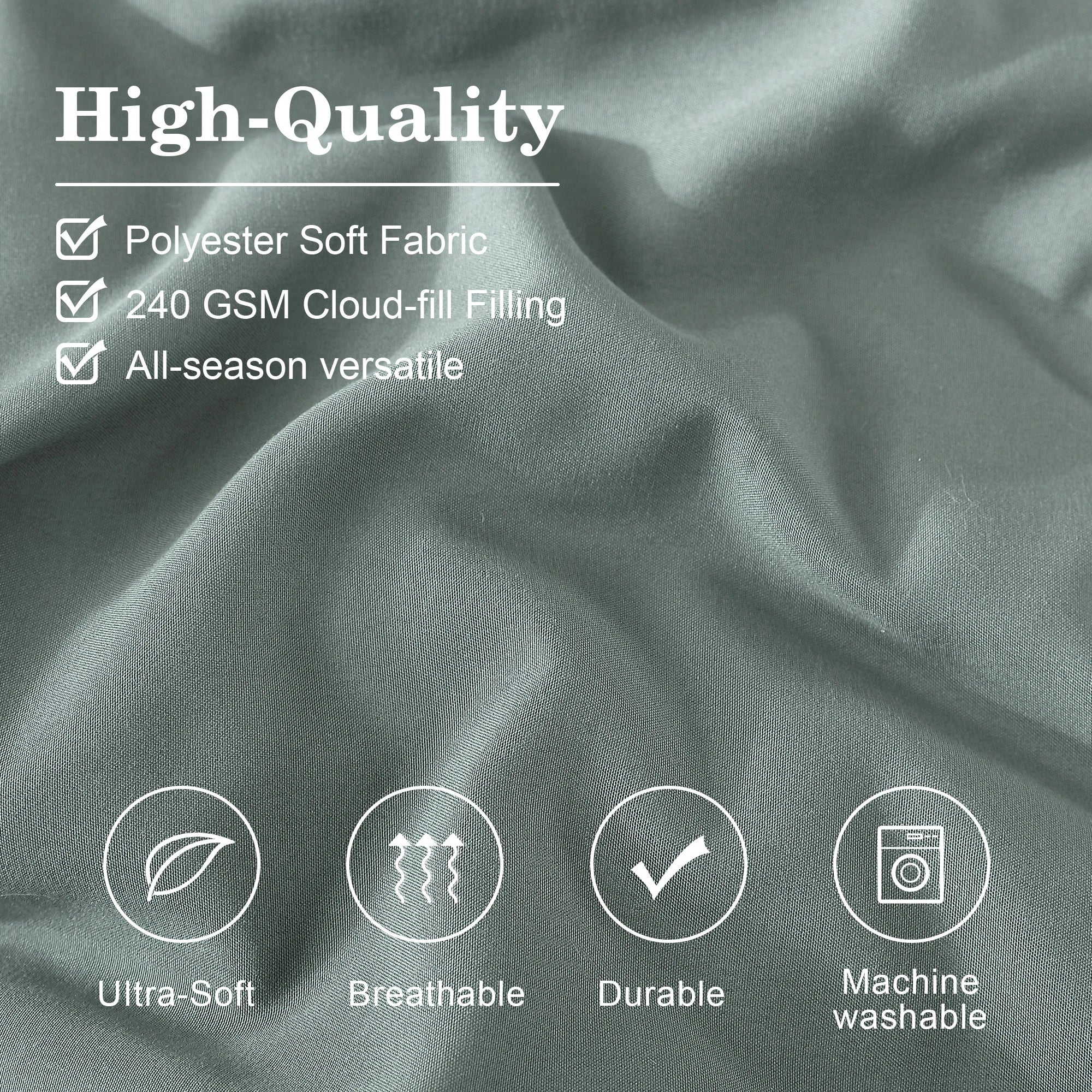 Hypoallergenic Cloud 7-piece Bed in a Bag Comforter Set with Sheets,Sage Green,Full - Luxurious Quilted Duvet Cover Set Detail