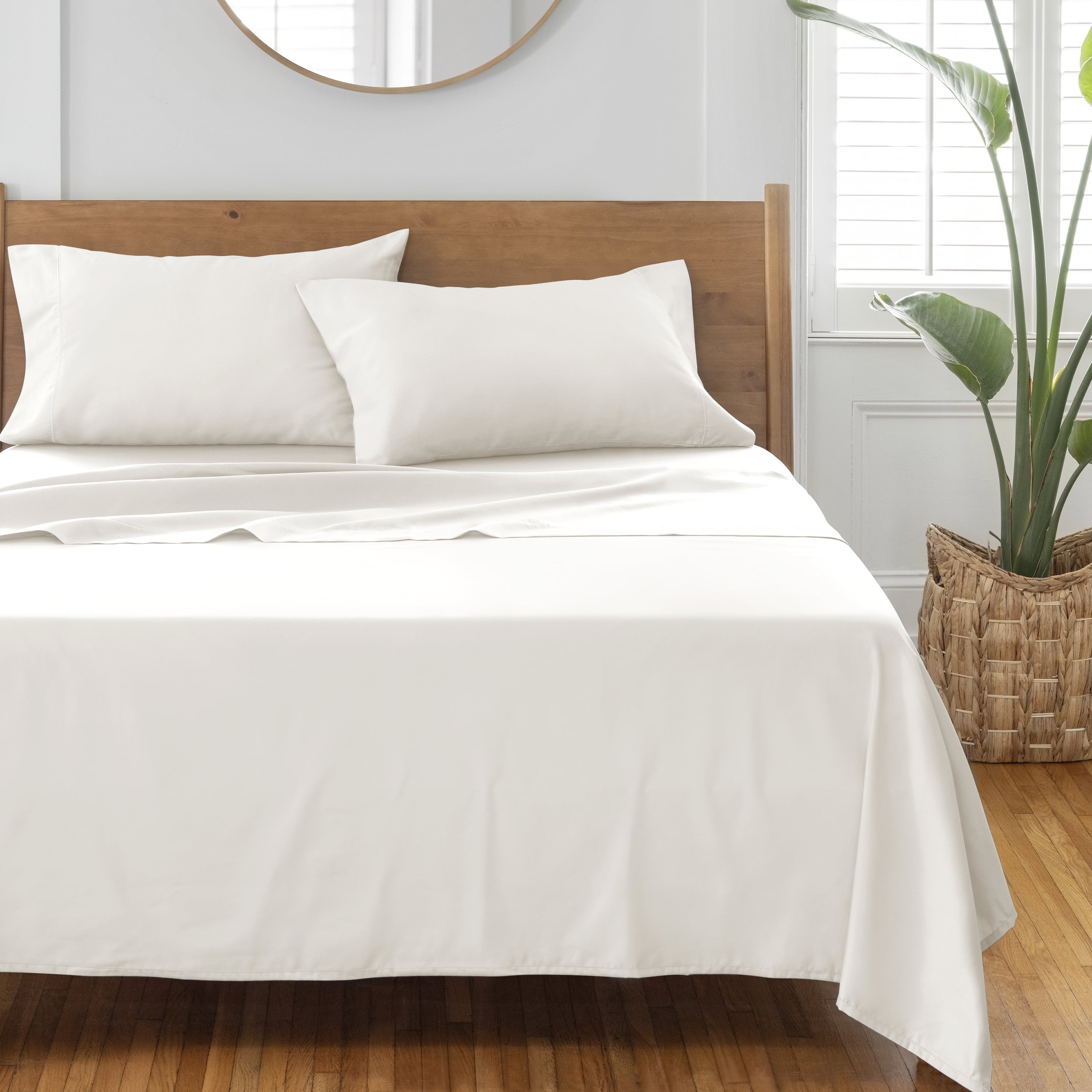 Premium Egyptian Cotton 4-Piece 400 Thread Count Vanilla Dream Performance Bed Sheet Set, King - Premium Ultra-Soft Pillowcase Pair for Sleeping Detail