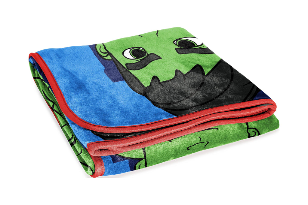 Decorative Knitted Spidey & His Amazing Friends Kids Throw, 46 x 60, Microfiber, Blue, Marvel - Super Soft Reversible Sherpa Flannel Blanket Detail