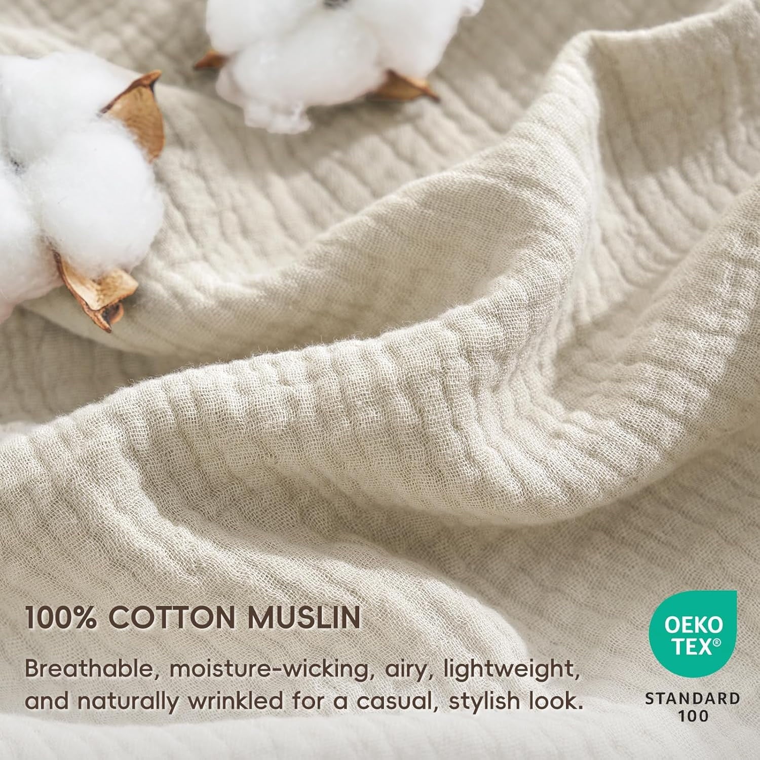 Hypoallergenic Cloud Cotton Muslin Comforter Set Queen Size, Ultra Soft Breathable & Lightweight Bedding Set for All Seasons, 1 Comfy Comf... - Hypoallergenic Ultra-Fluffy Quilt for Winter Detail