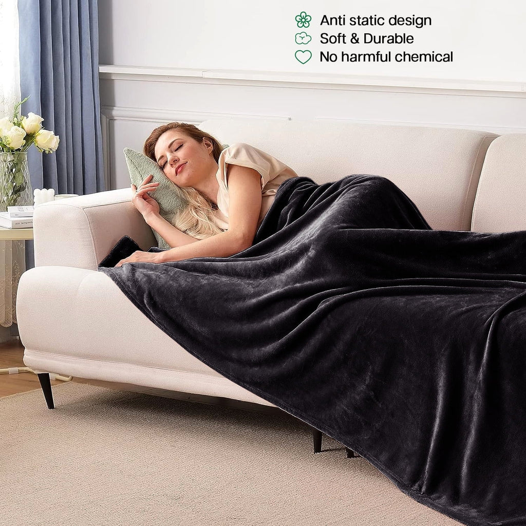 Lightweight Warm Microplush Fleece Blanket Cozy for Bed and Throw Cozy for Bed and Throw 310 GSM Soft Microfiber Lightweight Warm Fluf... - Luxury Knitted Decorative Throw Blanket with Fringes Detail
