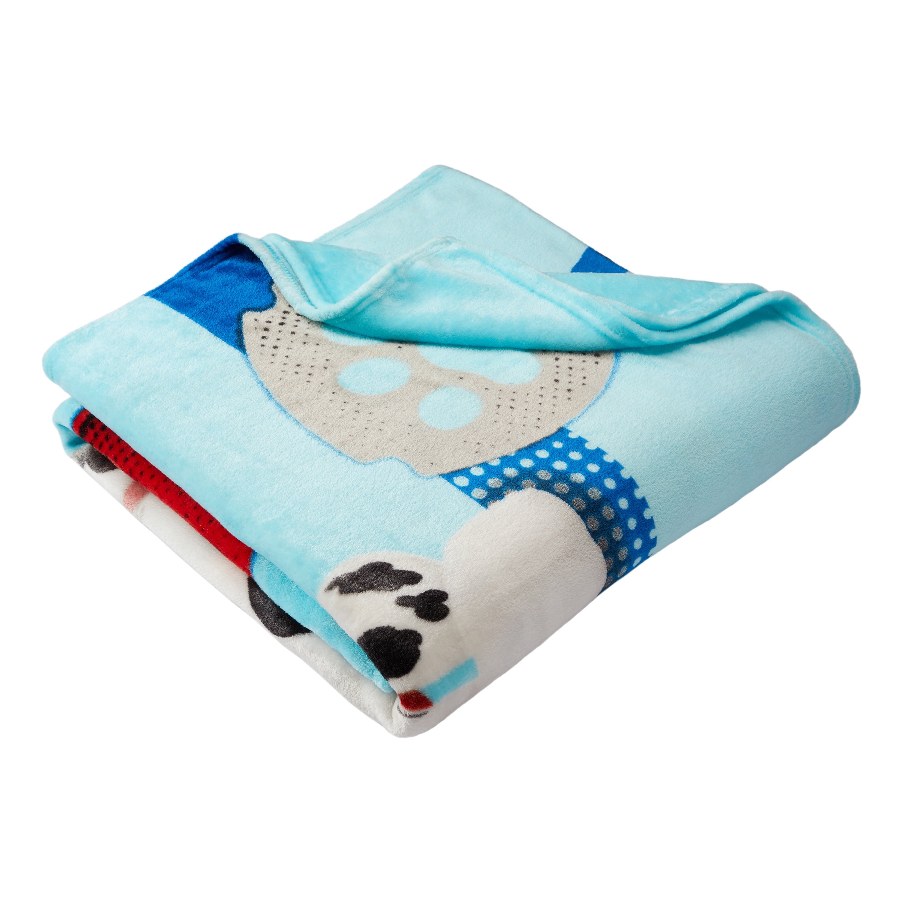 Decorative Knitted Kids Blue Print Fleece Bed Blanket, Twin/Full - Super Soft Reversible Sherpa Flannel Blanket Detail