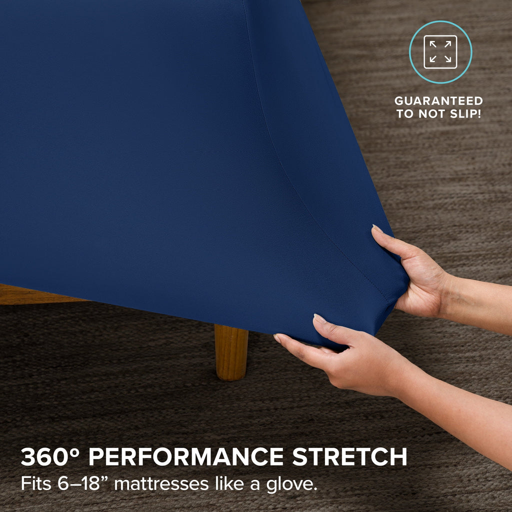 Premium Egyptian Cotton Cooling Performance Jersey Knit Stretch Sheet Set, Moisture-Wicking & Breathable, 4-Way Stretch Bed Sheets, Envelope ... - Luxury Bed Sheet Set with Deep Pockets Detail