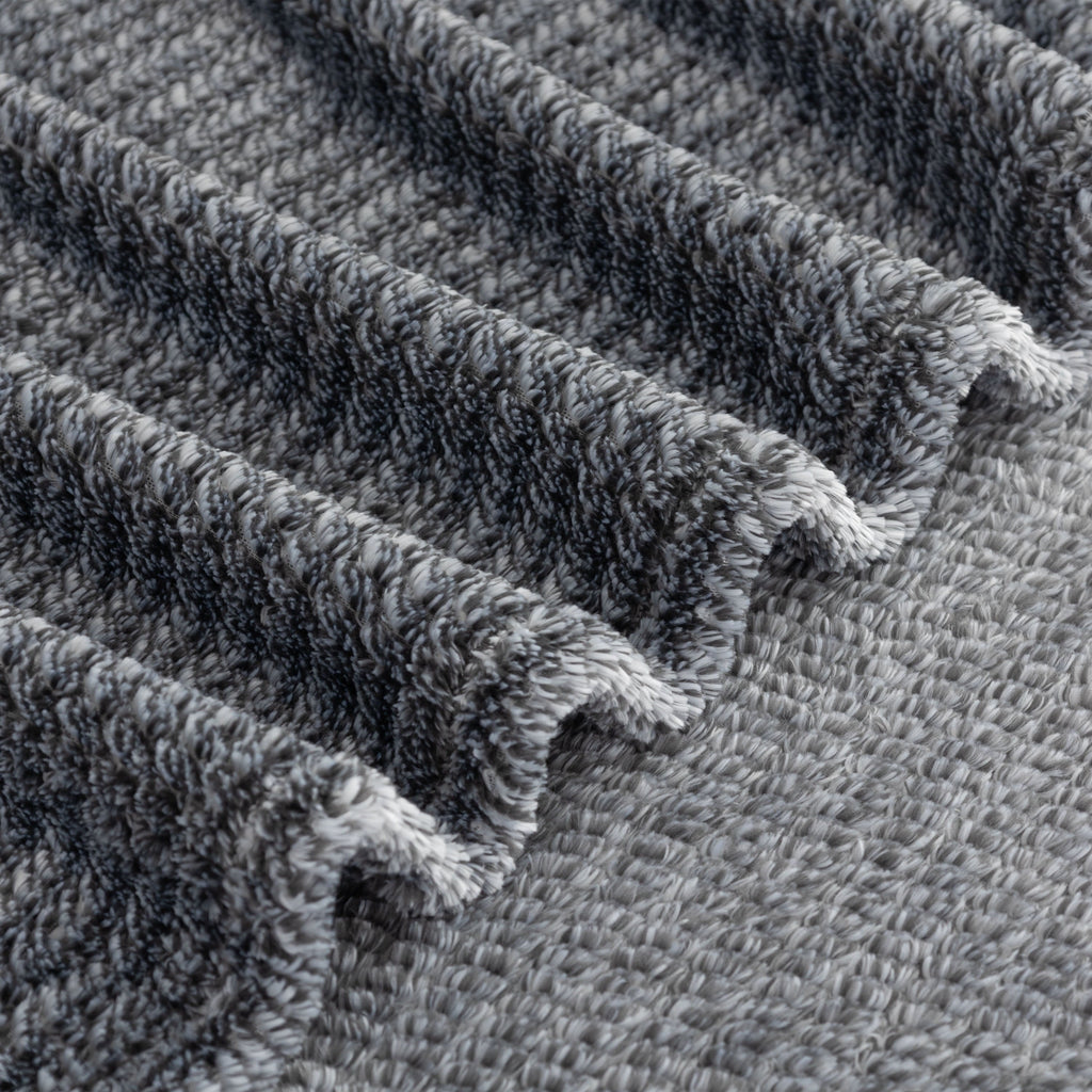 Decorative Knitted Plush Textured Heathered Soft Oversized Throw Blanket, Gray - Cozy Fleece Throw Blanket for Couch & Bed Detail