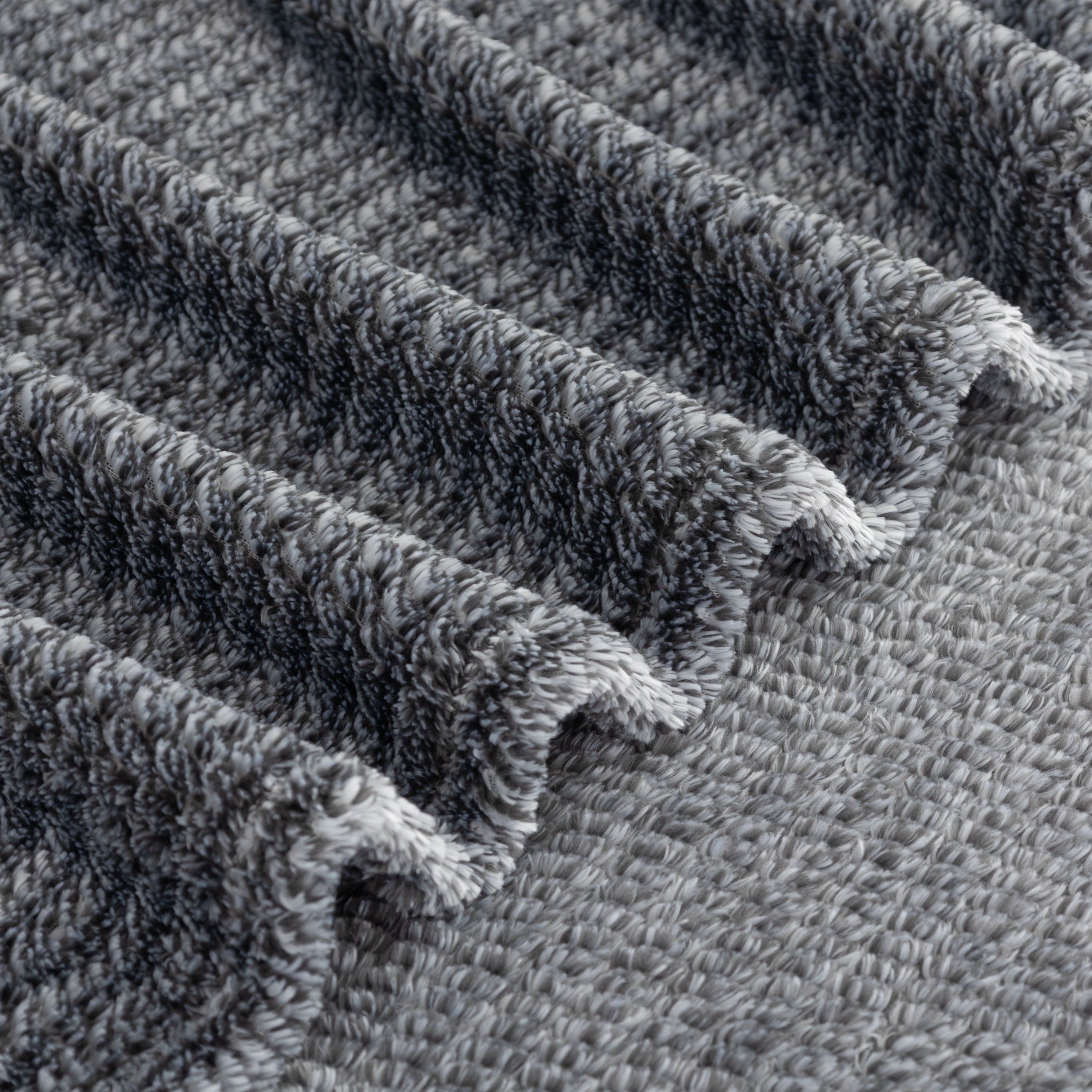 Decorative Knitted Plush Textured Heathered Soft Oversized Throw Blanket, Gray - Cozy Fleece Throw Blanket for Couch & Bed Detail