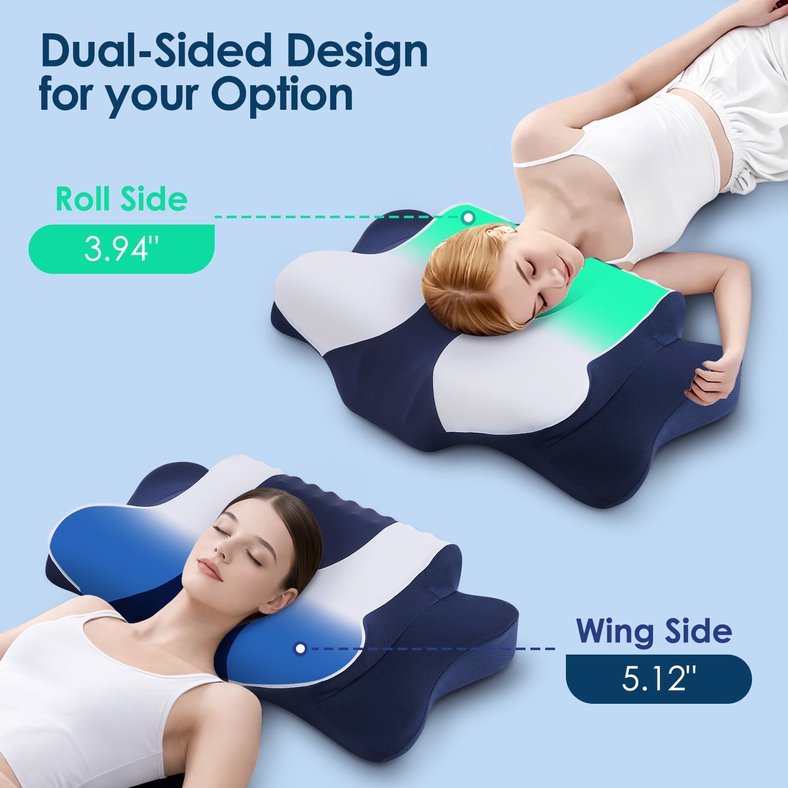 Orthopedic Support Cervical Neck Pillow for Pain Relief Sleeping, Memory Foam Pillow Neck Pillow Bed Pillow with Pillowcase for Side Bac... - Decorative Throw Pillow Cushion for Sofa & Bed Detail