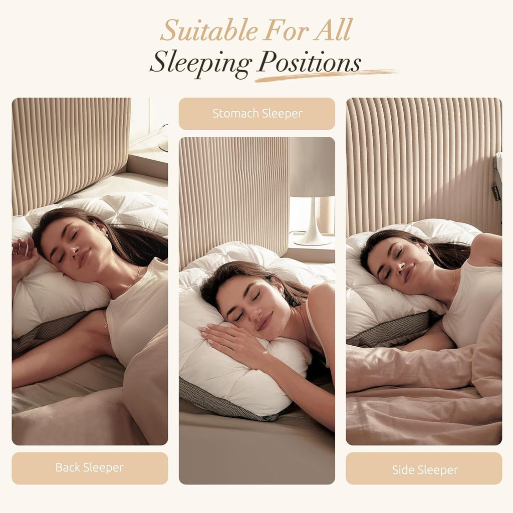 Decorative Plump Hotel Cervical Pillow for Sleeping – Ergonomic Contour Neck Support Bed Pillow, Fluffy and Supportive for Side, Back ... - Ergonomic Memory Foam Pillow for Neck Pain Support Detail