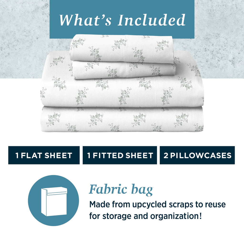Premium Egyptian Cotton 100% Cotton Percale 4-Piece Queen Size Deep Pocket Printed Bed Sheets Set, 1 Fitted, 1 Flat Sheet with 2 Pillowcases,... - Premium Ultra-Soft Pillowcase Pair for Sleeping Detail