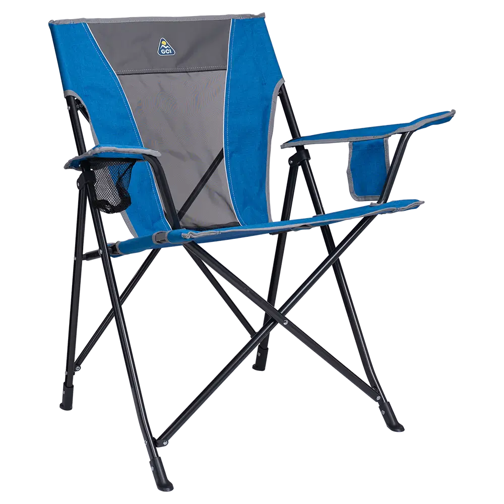 Lightweight Messenger Comfort Quad Chair - Choice 989 - Space-Saving Micro-Folding Chair for Backpacking - Heathered Royal