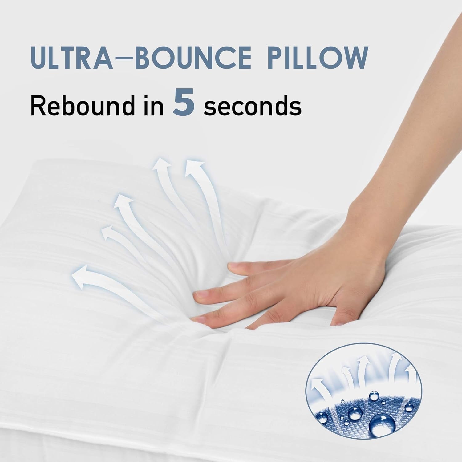 Ergonomic Memory Foam Pillow for Beds 2 Pack Queen Size Pillows Set of 2 Hypoallergenic Hotel Down Alternative Pillow for Side and Back Sle... - Hotel Quality Plush Sleeping Pillows Detail