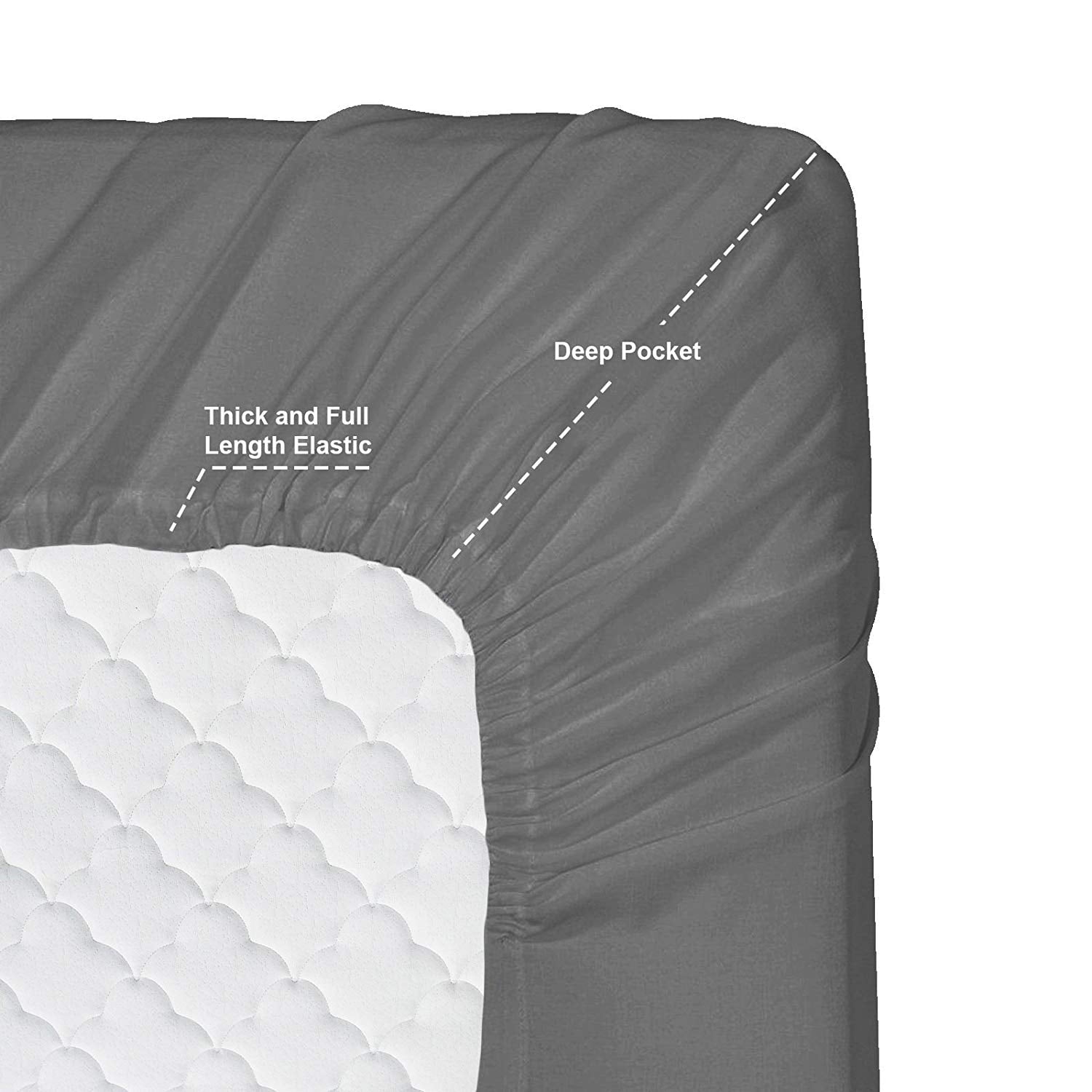 Cooling Sateen 6 Piece 1800 Collection Bed Sheet Set with Extra Pillowcases, Deep Pockets Fitted Sheet, 100% Soft Microfiber, Hypoal... - Luxury Bed Sheet Set with Deep Pockets Detail