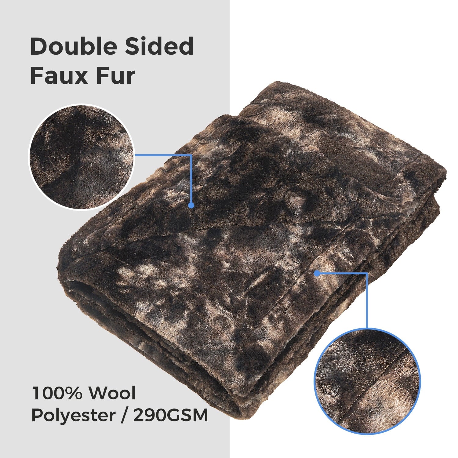 Reversible Sherpa Faux Rabbit Fur Throw Blanket- 50x60 inches, Soft Fluffy Cozy Warm Fuzzy Machine Washable, Durable Blanket for Couch ... - Luxury Knitted Decorative Throw Blanket with Fringes Detail