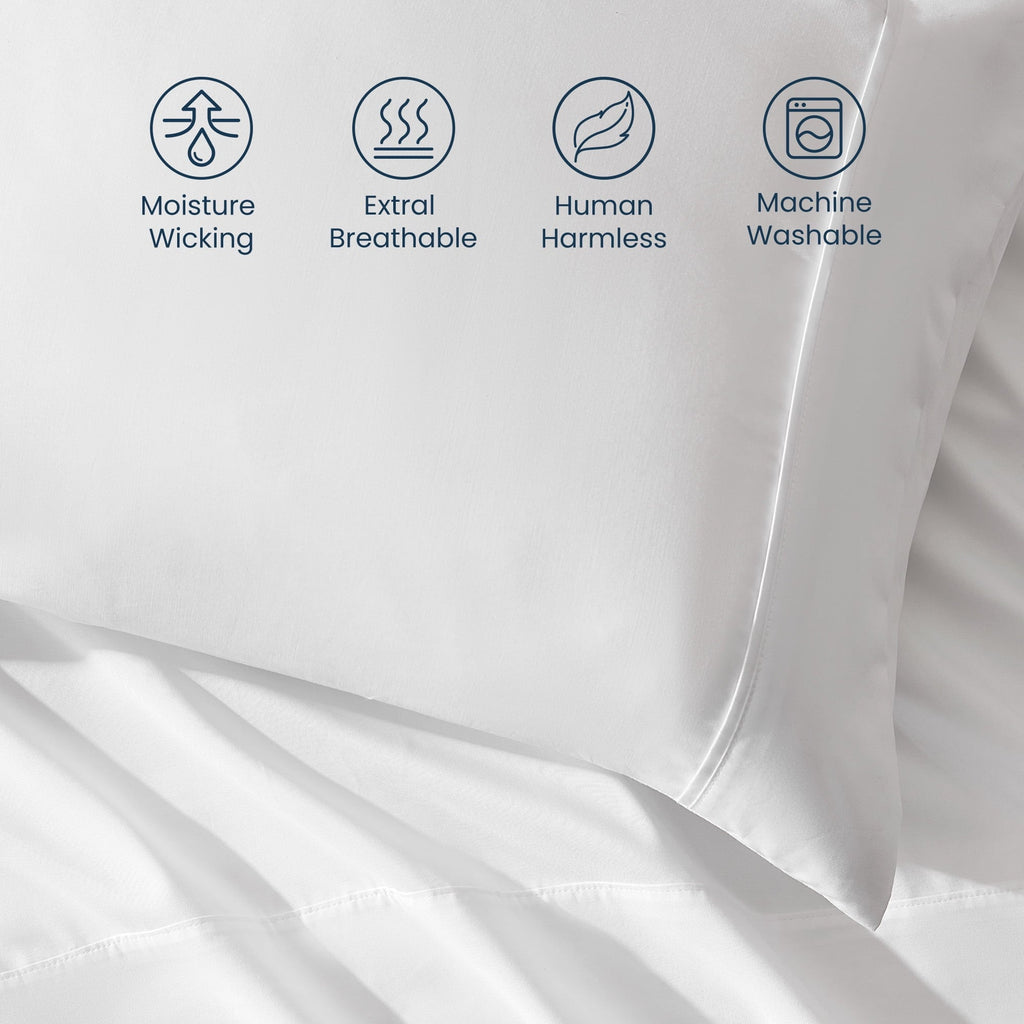 Breathable Luxury Nanotex Super Soft Cooling Twin Bed Sheets Set for Kids 3 Piece - Easy Care Fitted Flat Sheet & Pillowcase Sets - Wri... - Premium Ultra-Soft Pillowcase Pair for Sleeping Detail