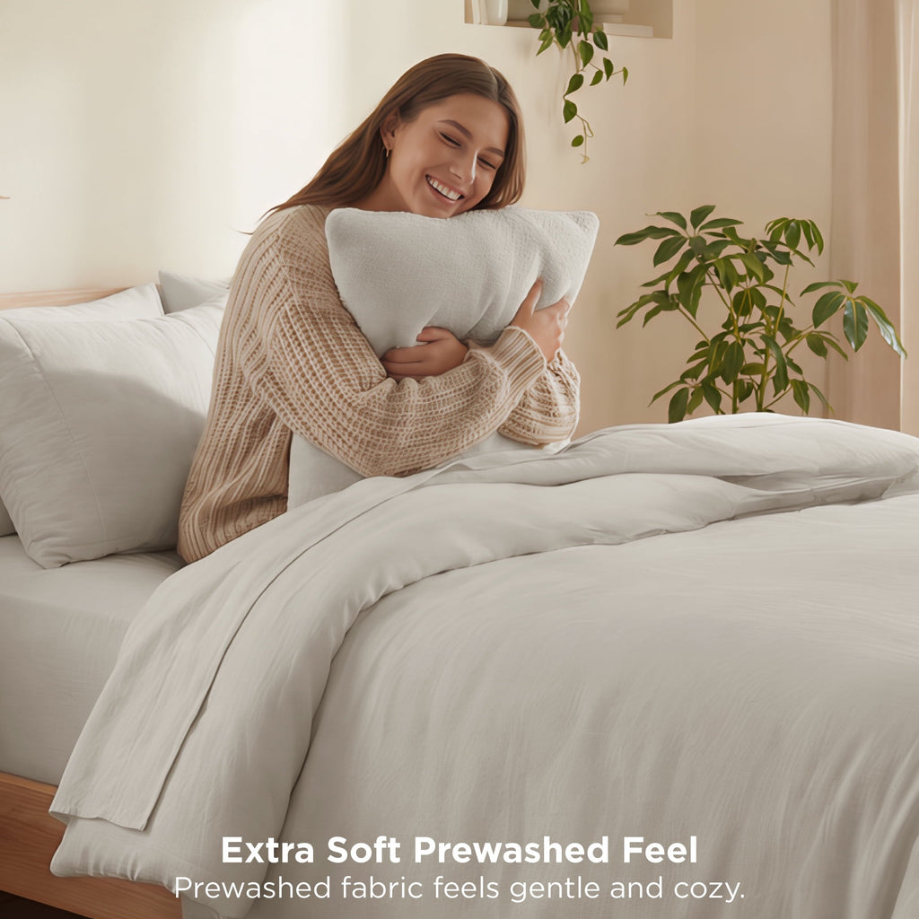 Fluffy Down Alternative 3 Pieces Queen Comforter Bedding Set, Beige Bed Comforter Set for All Seasons, 1 Lightweight Prewashed Comforter and ... - All-Season Down Alternative Comforter Insert Detail