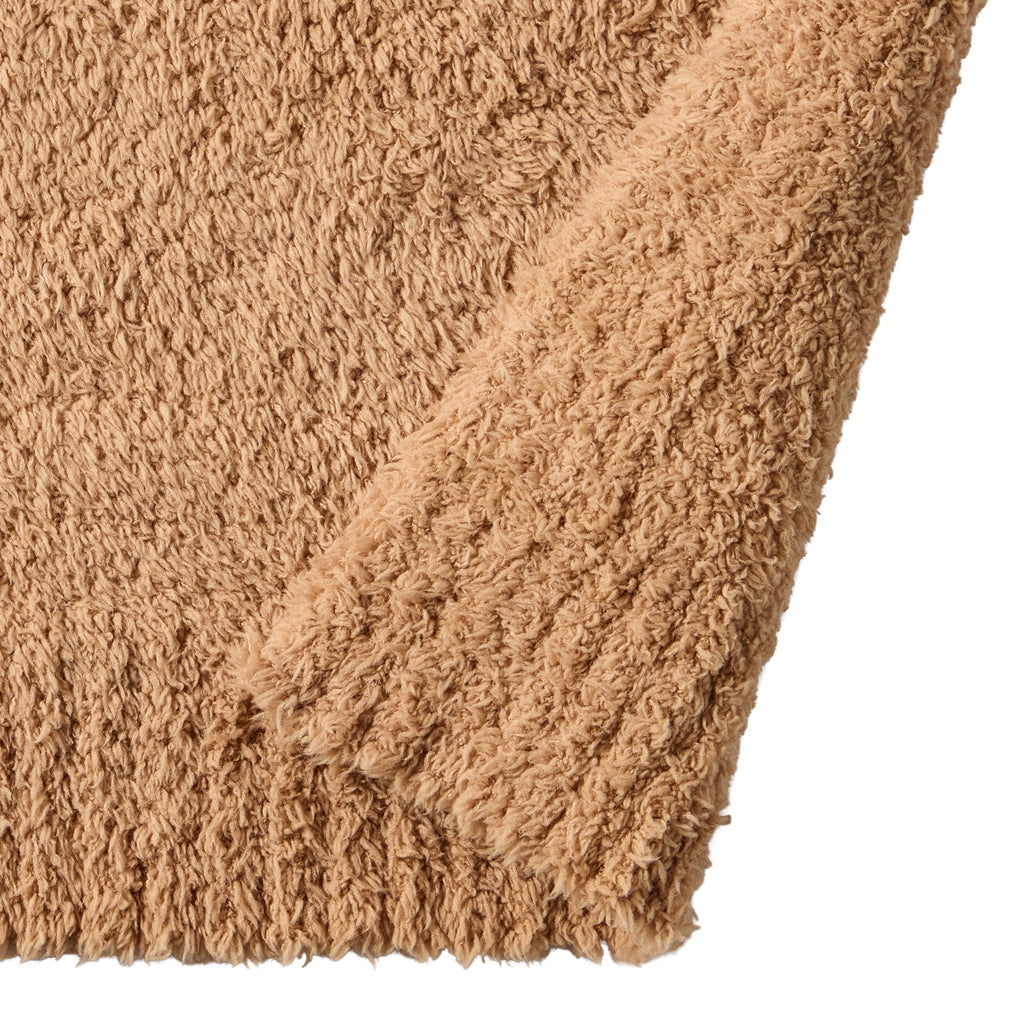 Reversible Sherpa Cozy Knit Throw, Dark Caramel, 50x72" - Cozy Fleece Throw Blanket for Couch & Bed Detail