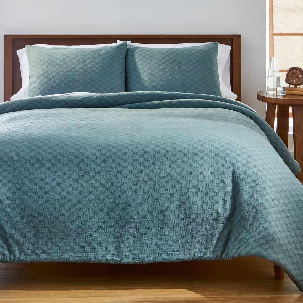 Hypoallergenic Cloud Full/Queen Comforter Set, All-Season, 3-Piece, Nimbus Blue Block Weave - Hypoallergenic Ultra-Fluffy Quilt for Winter - Default Title