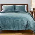 Hypoallergenic Cloud Full/Queen Comforter Set, All-Season, 3-Piece, Nimbus Blue Block Weave - Hypoallergenic Ultra-Fluffy Quilt for Winter - Default Title