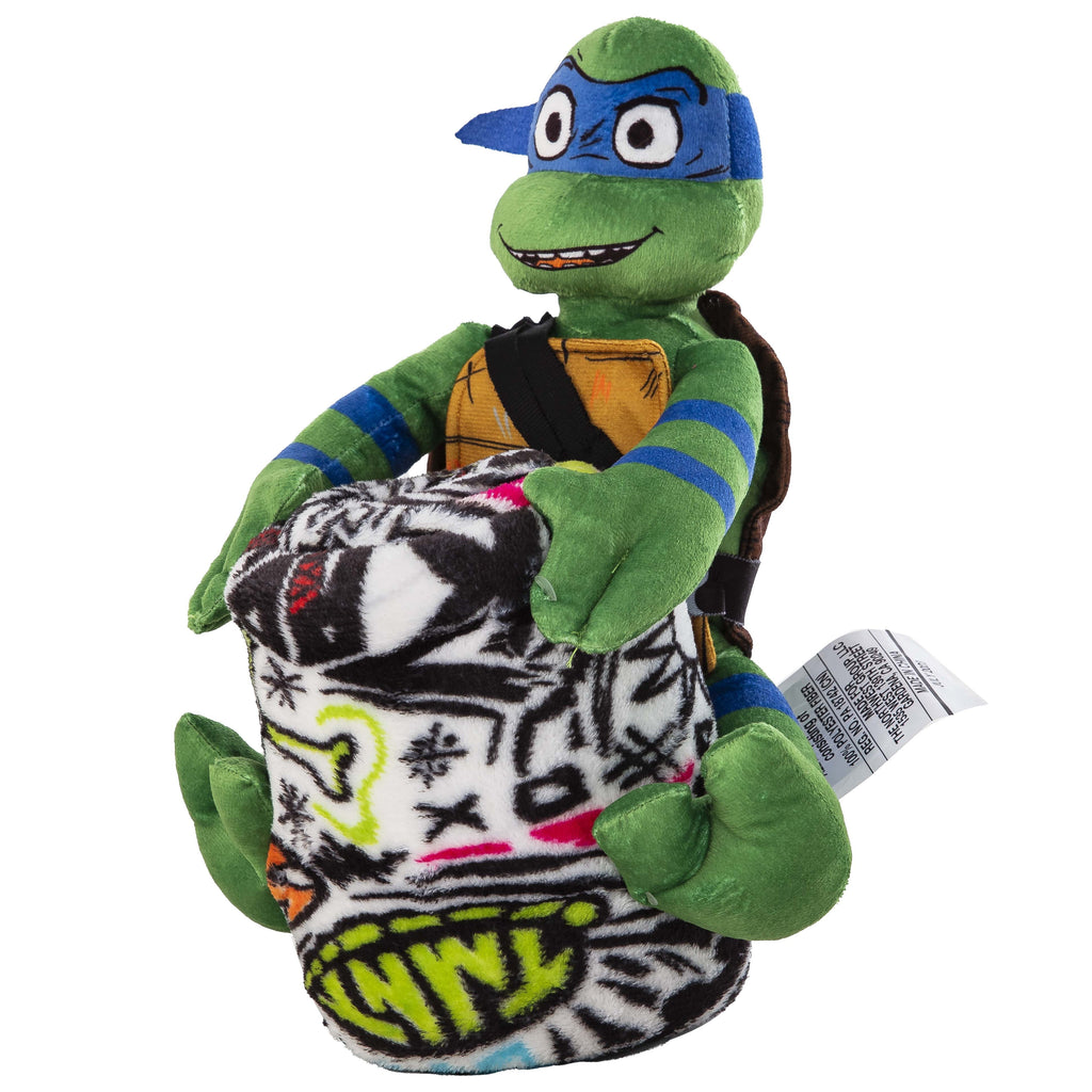 Decorative Knitted Teenage Mutant Tutles Sketched Out Kids Silk Touch Throw Blanket with Plush Hugger – Ultra Soft Plush Character Pillo... - Luxury Knitted Decorative Throw Blanket with Fringes Detail