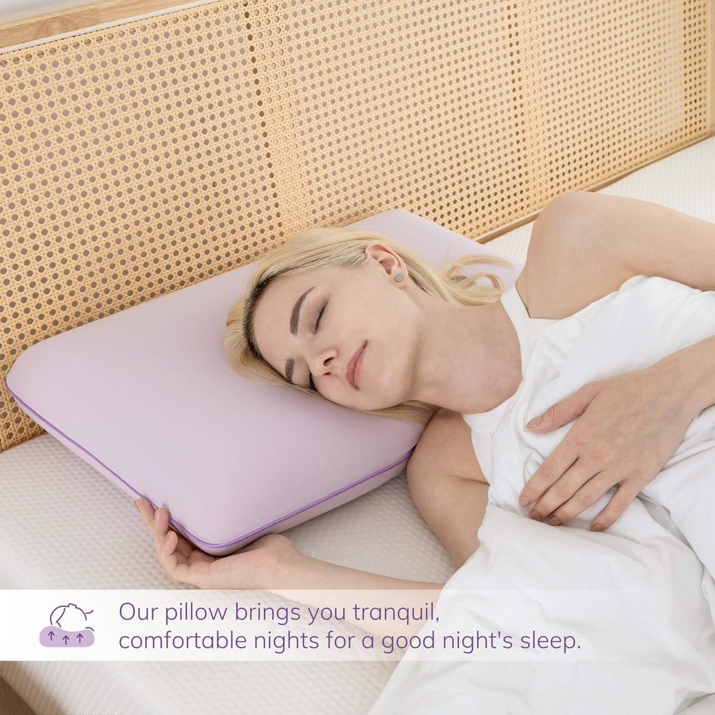 Fluffy Shredded Memory Foam Pillow, Cooling Gel Bed Pillow, Queen, Purple - Decorative Throw Pillow Cushion for Sofa & Bed Detail