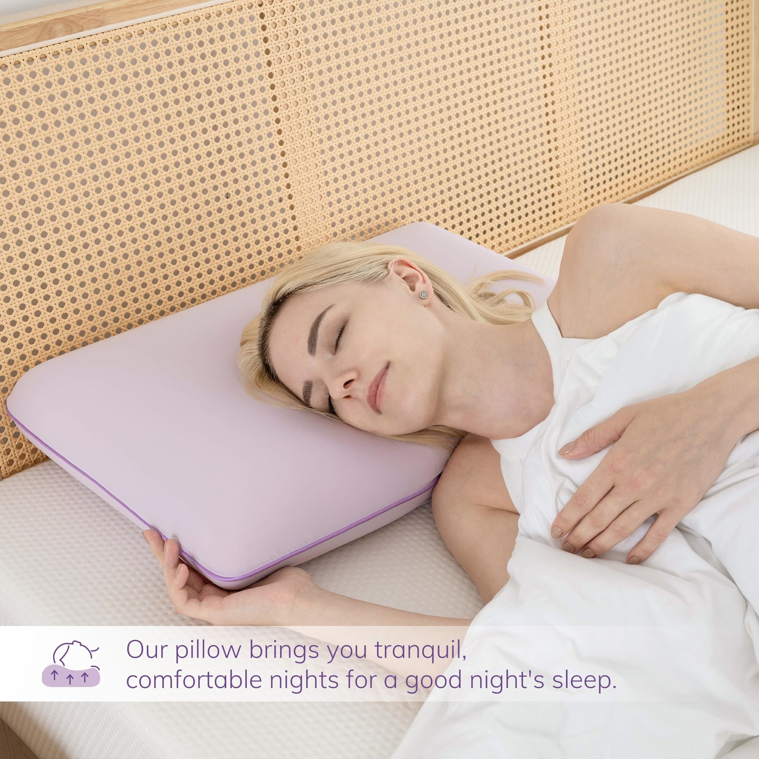 Fluffy Shredded Memory Foam Pillow, Cooling Gel Bed Pillow, Queen, Purple - Decorative Throw Pillow Cushion for Sofa & Bed Detail