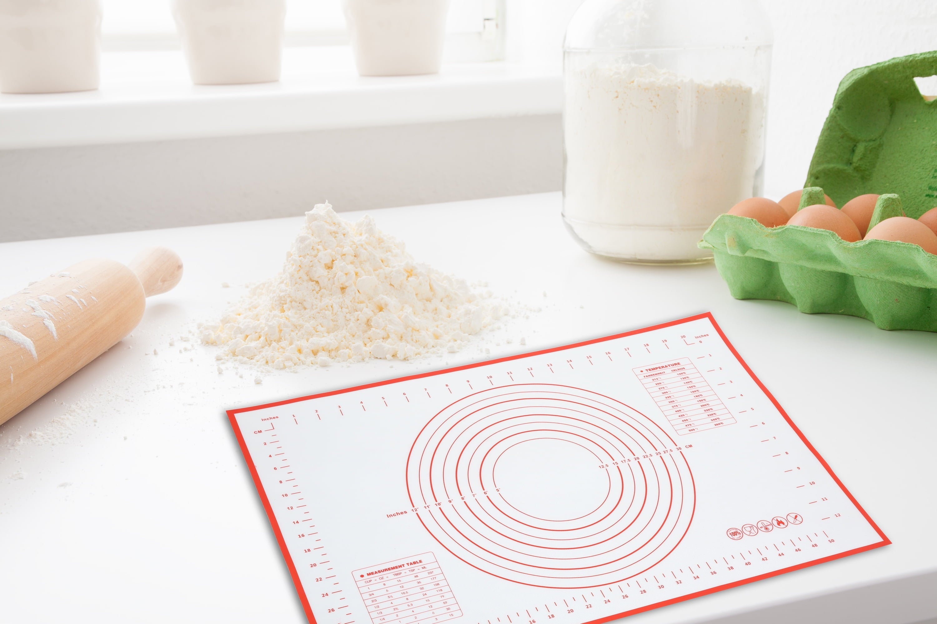Premium Kitchen Reusable Silicone 24"x 18" Pastry Mat with Measurements - Innovative Kitchen Helper for Modern Cooking Detail