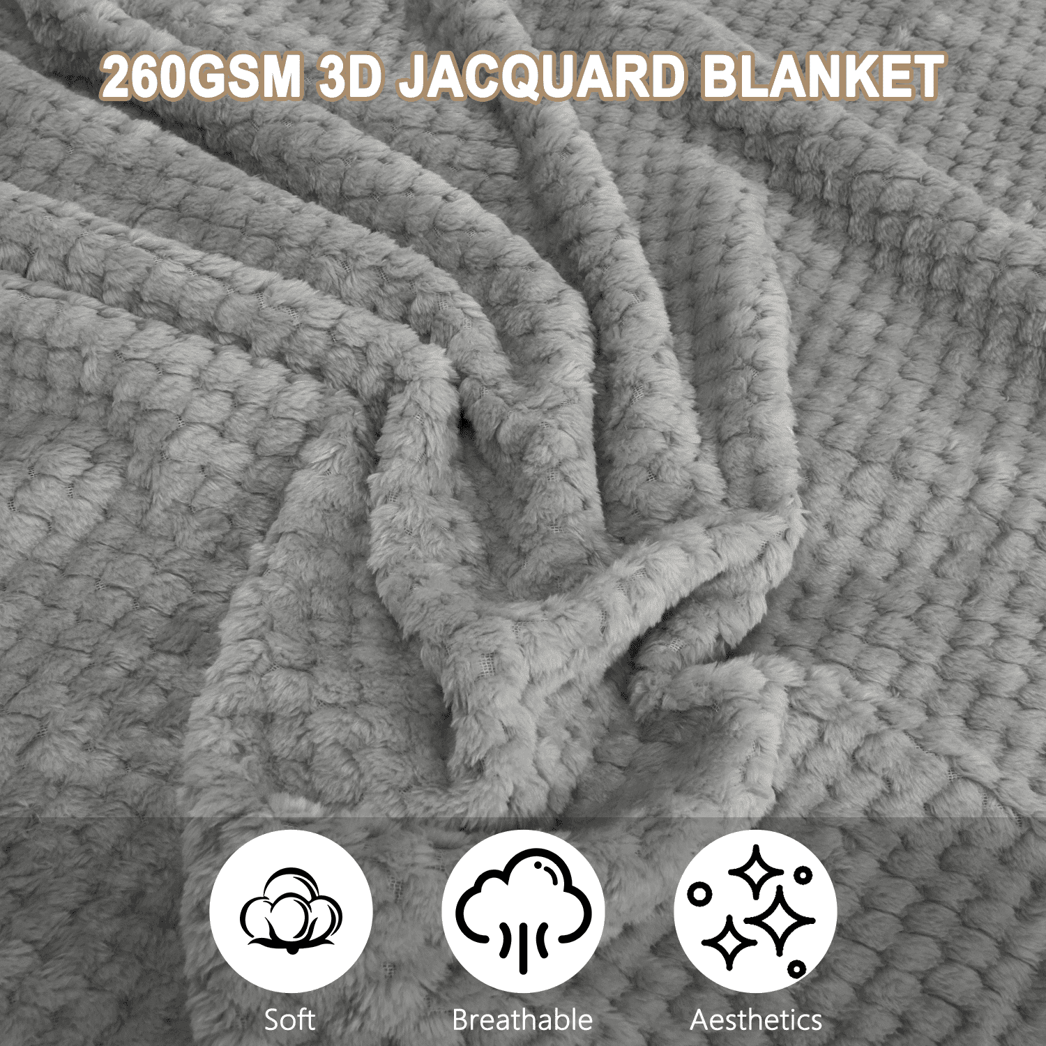 Lightweight Warm Soft Jacquard for Couch, Waffle Weave Fuzzy s for Home Decor, Lightweight and Warm Bed s for Bed Sofa Office Travel - Luxury Knitted Decorative Throw Blanket with Fringes Detail