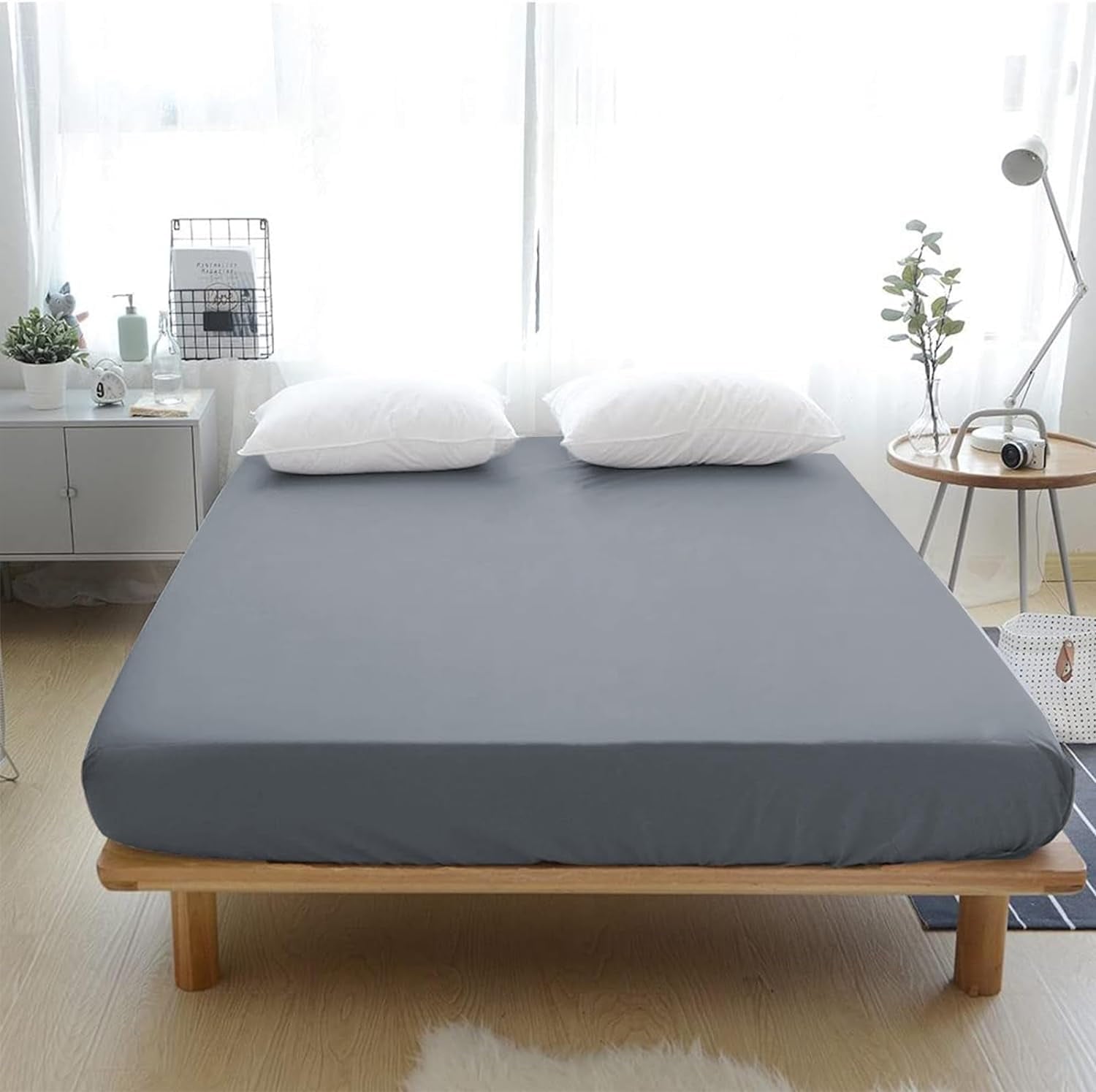 Wrinkle-Resistant Grounding Fitted Sheet Kit Queen Size, Deep Pocket Fitted Sheet, Organic Cotton 7% Silver Fiber, Conductive Bed Cover... - Premium Ultra-Soft Pillowcase Pair for Sleeping Detail